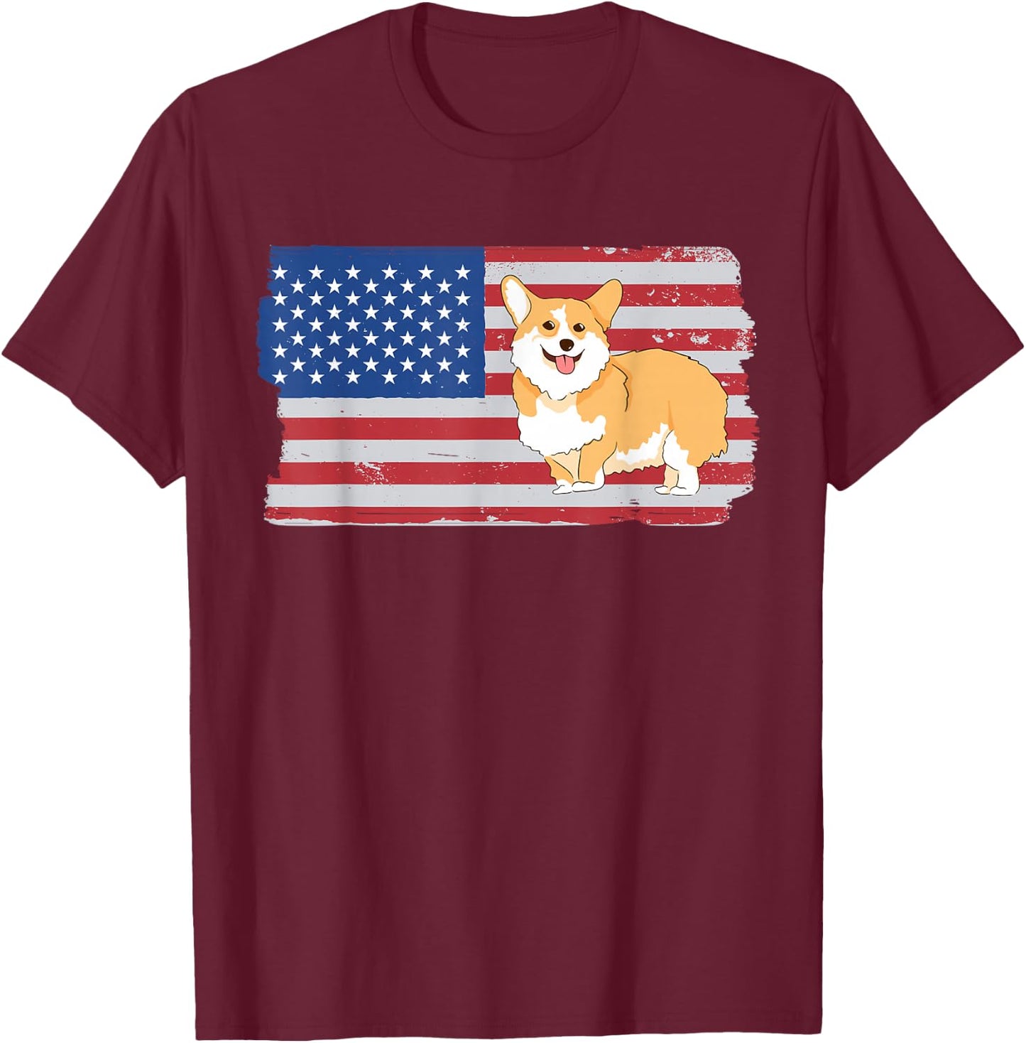 Corgi USA Flag Funny Pet Corgi Dog Lover T-Shirt - T-Shirt | Maroon