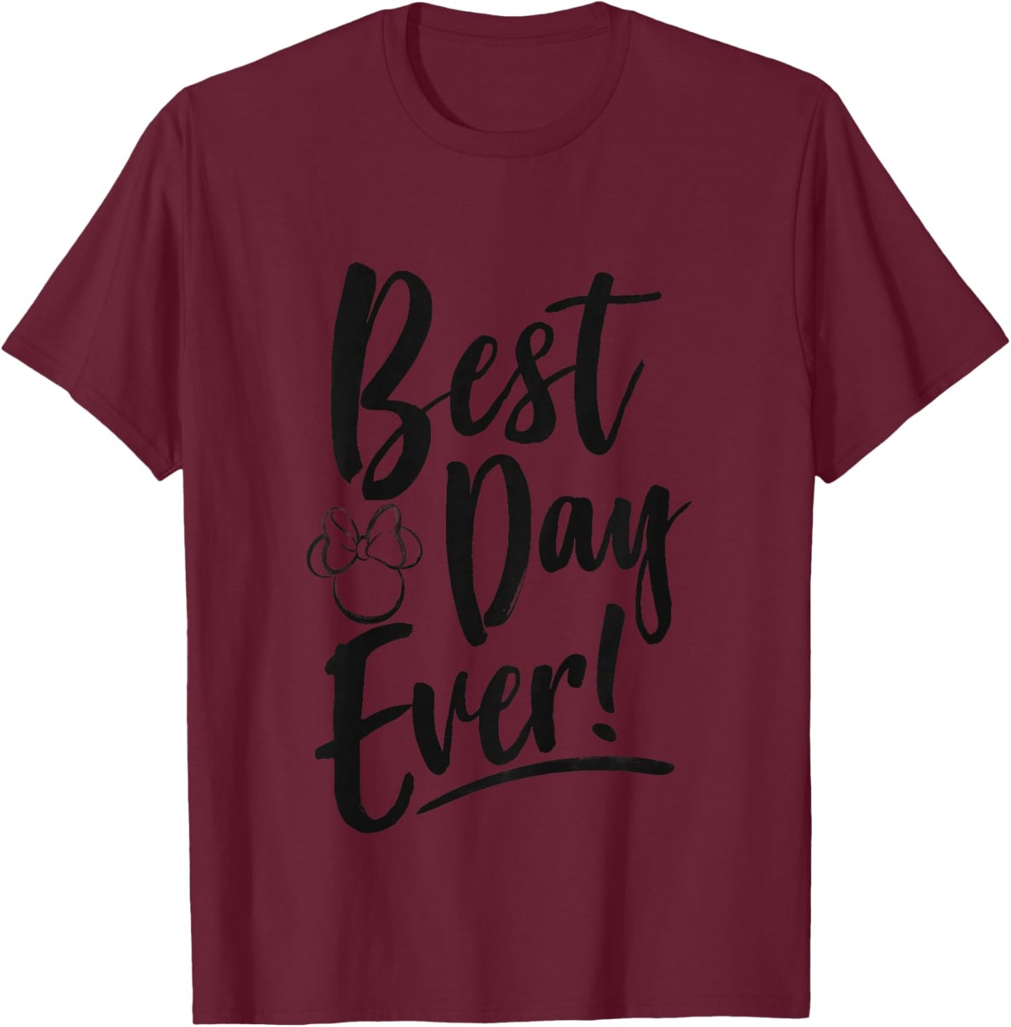 Kids Disney Minnie Mouse Best Day Ever! Small Head Outline Youth T-Shirt - T-Shirt | Maroon