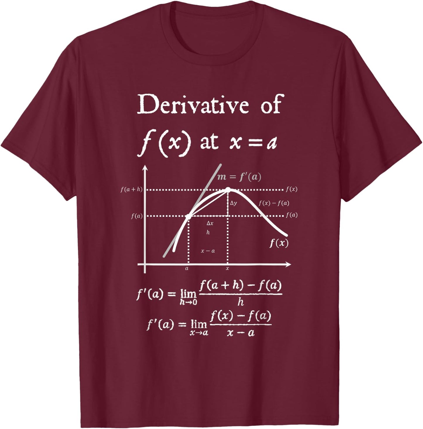 Nerdy Definition of Derivative Limit Calculus Math Teacher T-Shirt - T-Shirt | Maroon