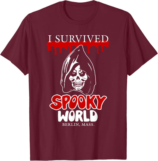 I Survived Spooky World funny design T-Shirt - T-Shirt | Maroon