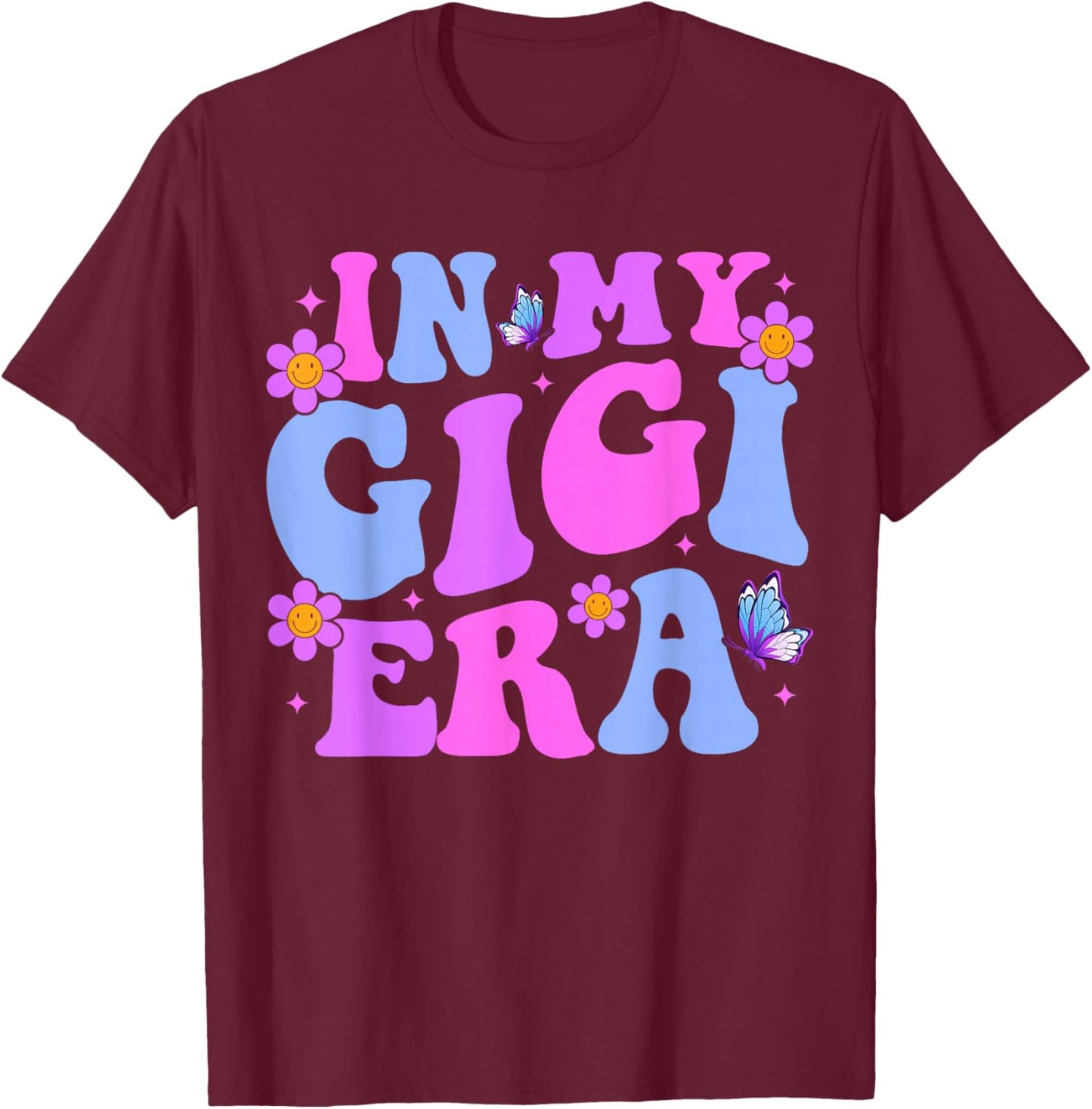 in My Gigi Era Pregnancy Announcement Grandma Mother's Day T-Shirt - T-Shirt | Maroon
