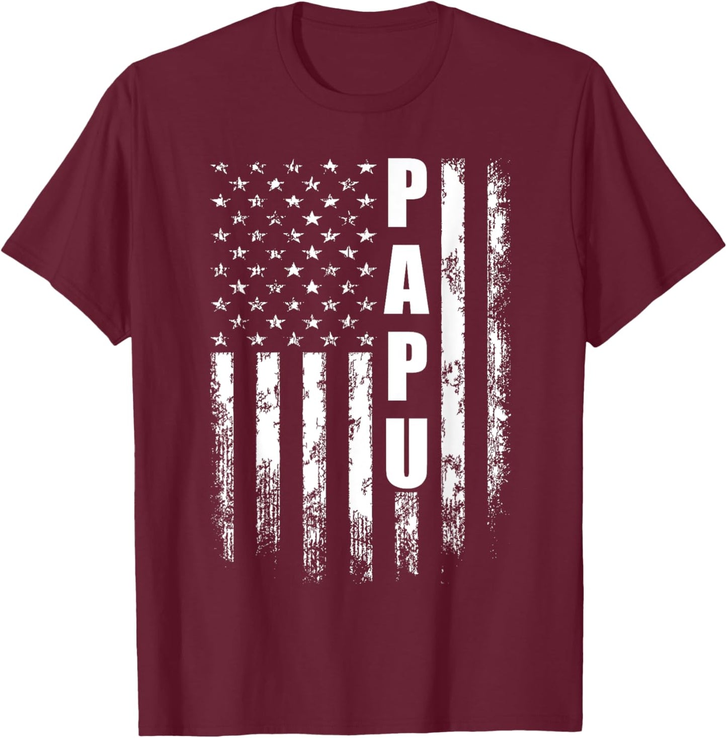 Papu American USA Flag - Papu Cooler Father's Day Men T-Shirt - T-Shirt | Maroon