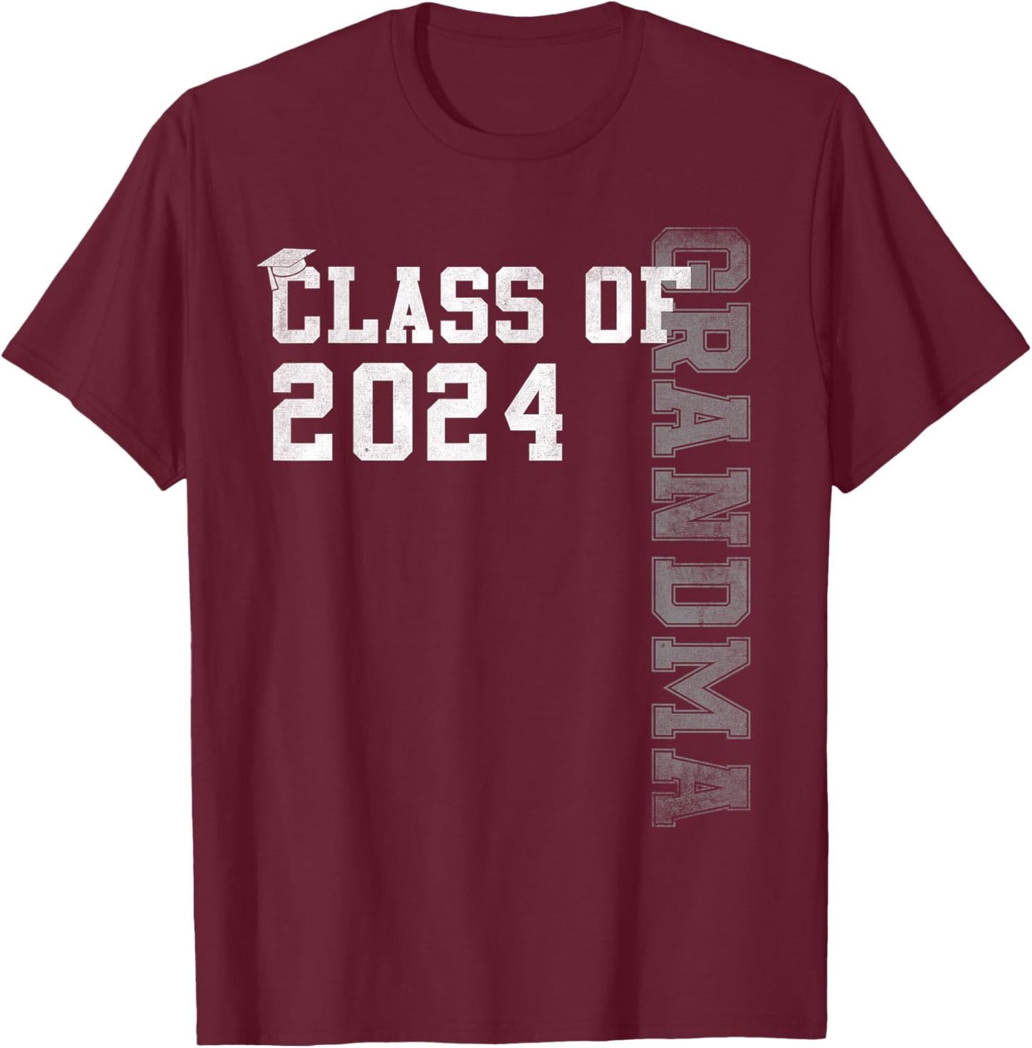 Grandma Senior 24 Proud Grandma Of A Class Of 2024 Graduate T-Shirt - T-Shirt | Maroon