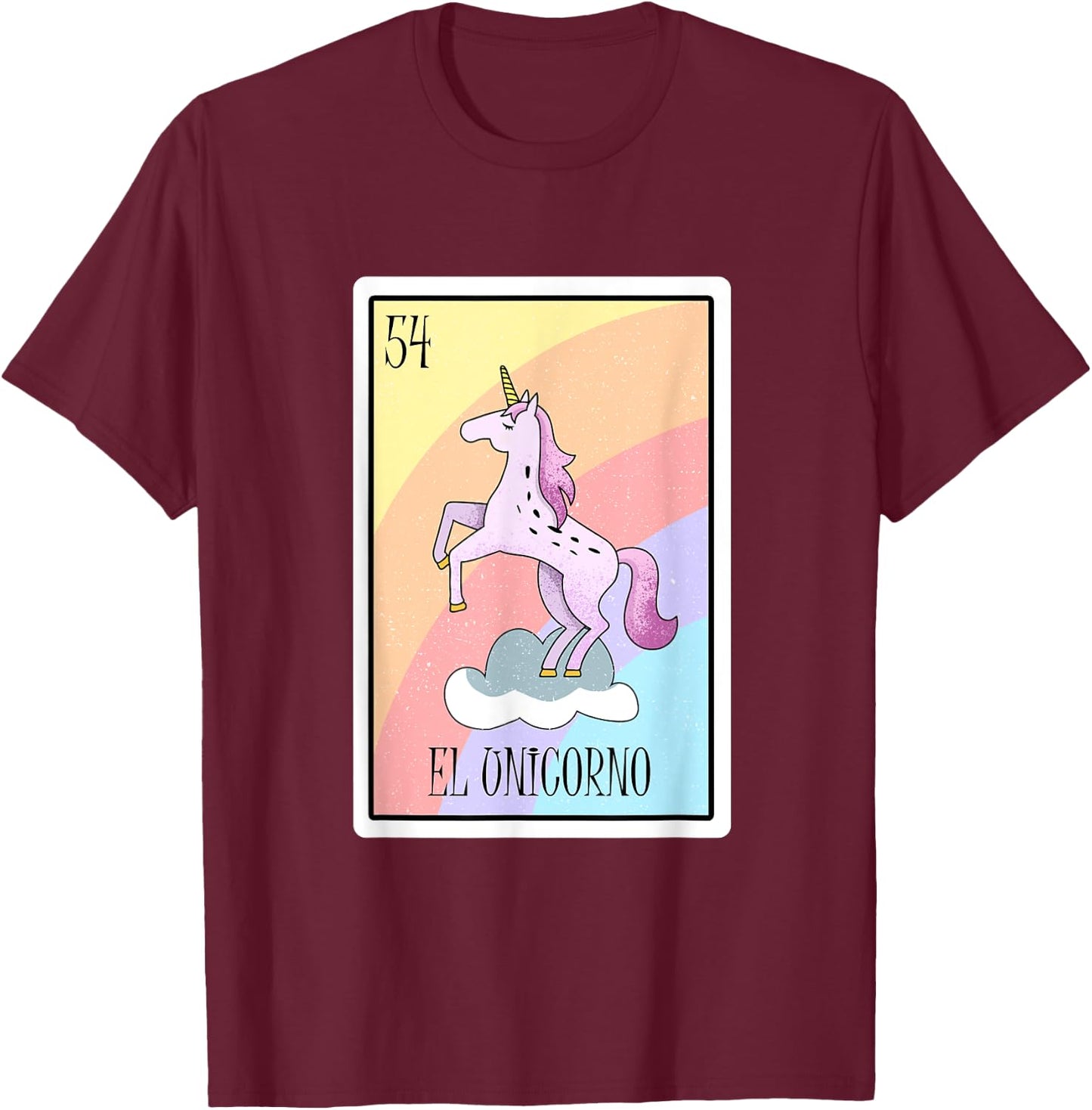 El Unicorno Lottery Gift The Unicorn Card Mexican Lottery T-Shirt - T-Shirt | Maroon