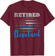 Retired Police Officer Cleveland American Flag Design T-Shirt - T-Shirt | Maroon