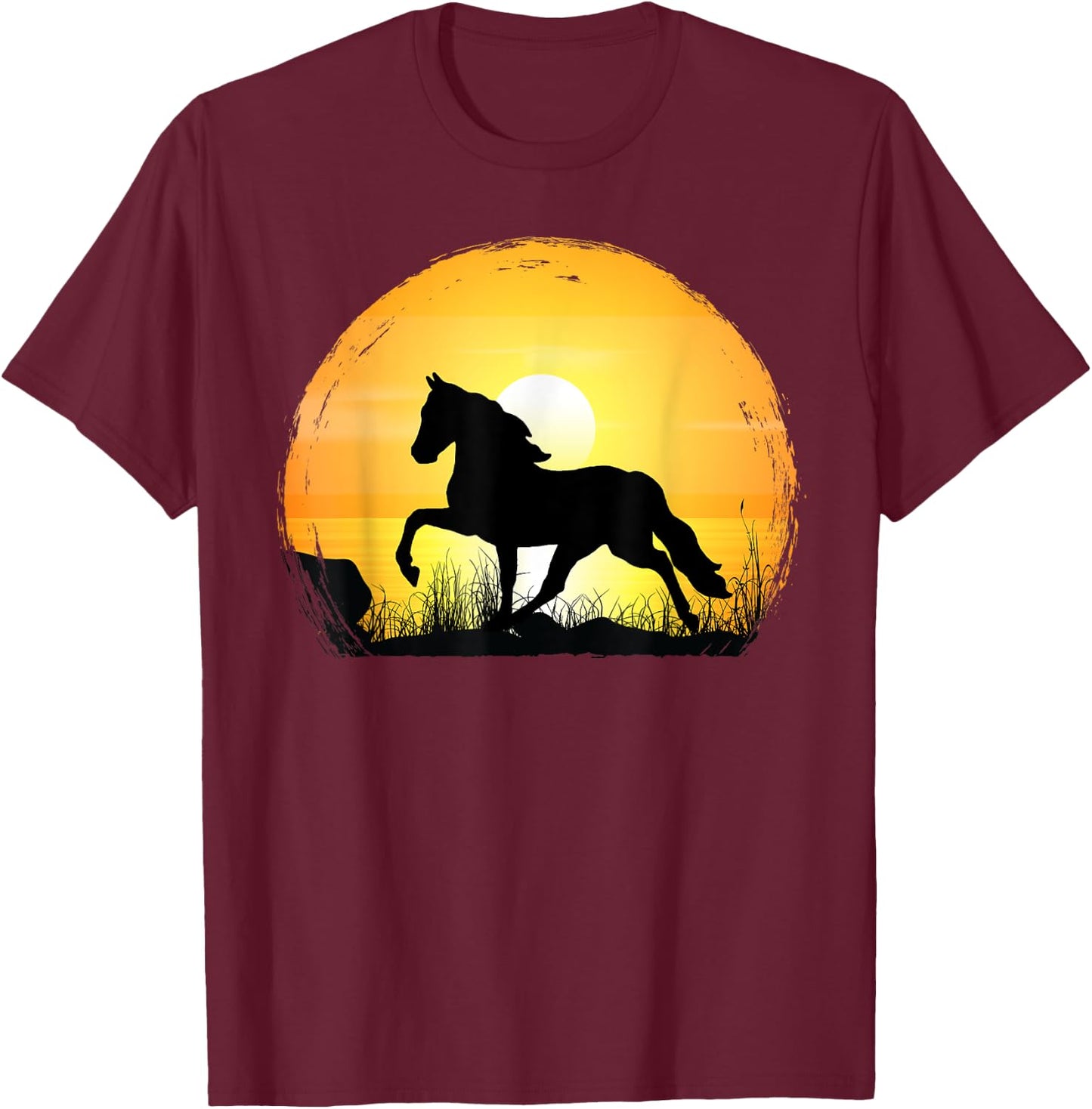 Sunset Horse Breed Silhouette - Tennessee Walker T-Shirt - T-Shirt | Maroon