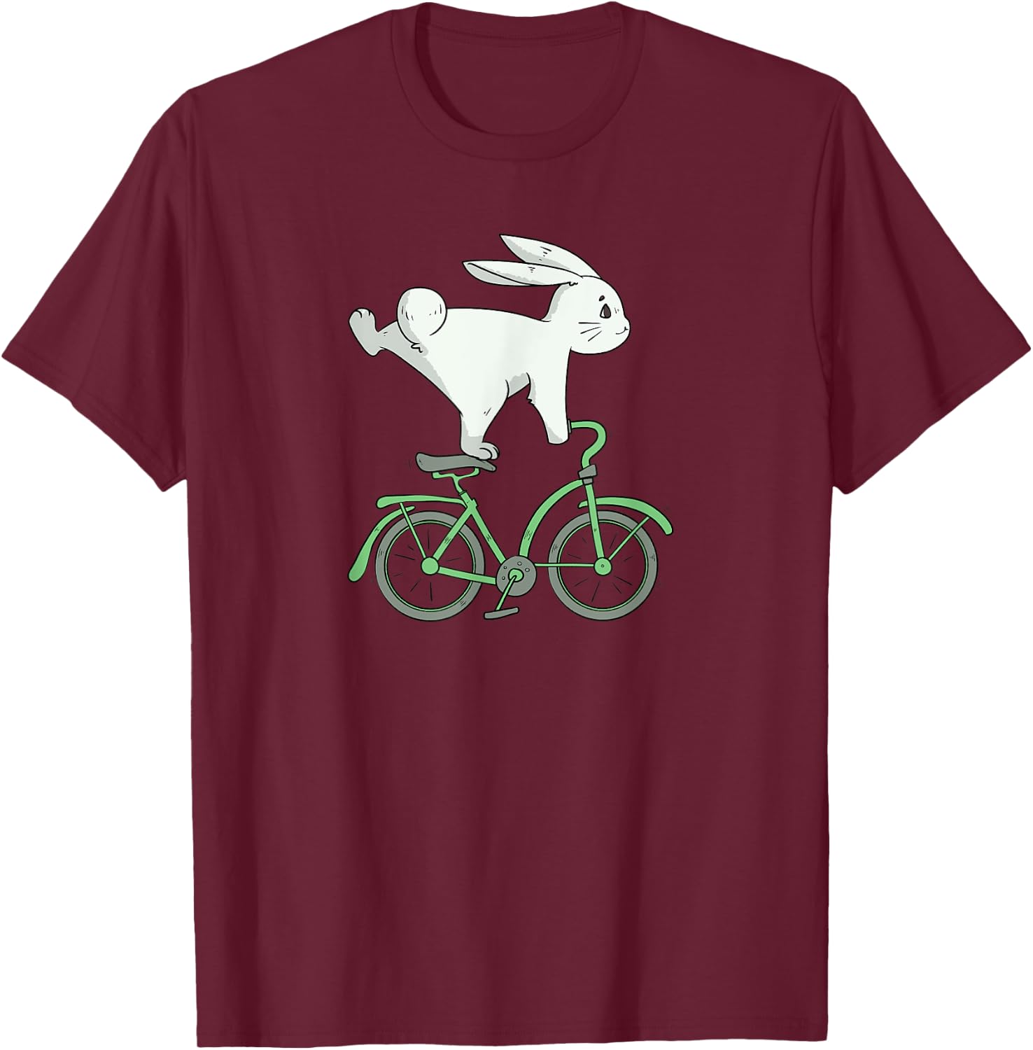 Rabbit on Bike | Bunny Cycling | Bicycle Lover Women Kids T-Shirt - T-Shirt | Maroon