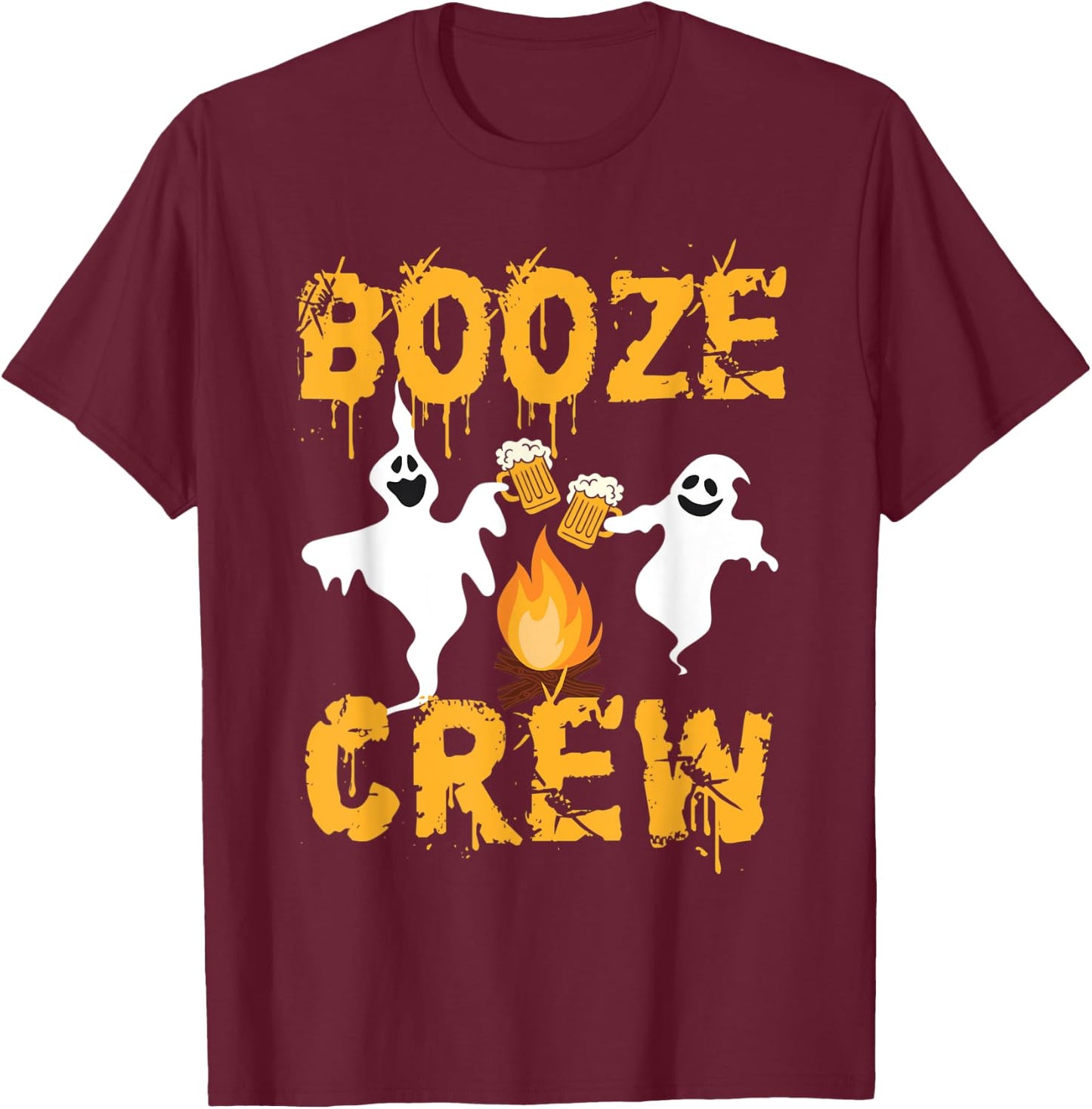 Booze Crew – Halloween Beer Drinke Ghost Camping Lover T-Shirt - T-Shirt | Maroon