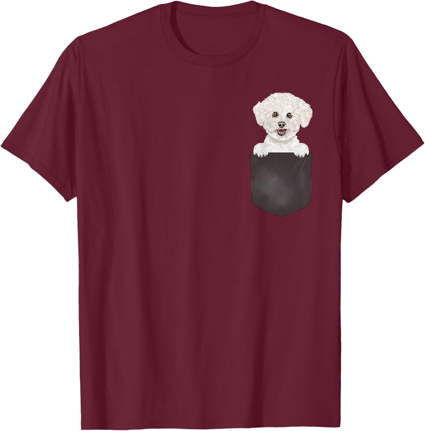 Dog in Pocket Funny Dog Lover Bichons Frise T-Shirt - T-Shirt | Maroon