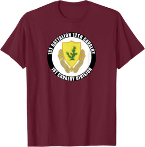 1st Battalion 12th Cavalry 1st Cavalry Division Veteran T-Shirt - T-Shirt | Maroon