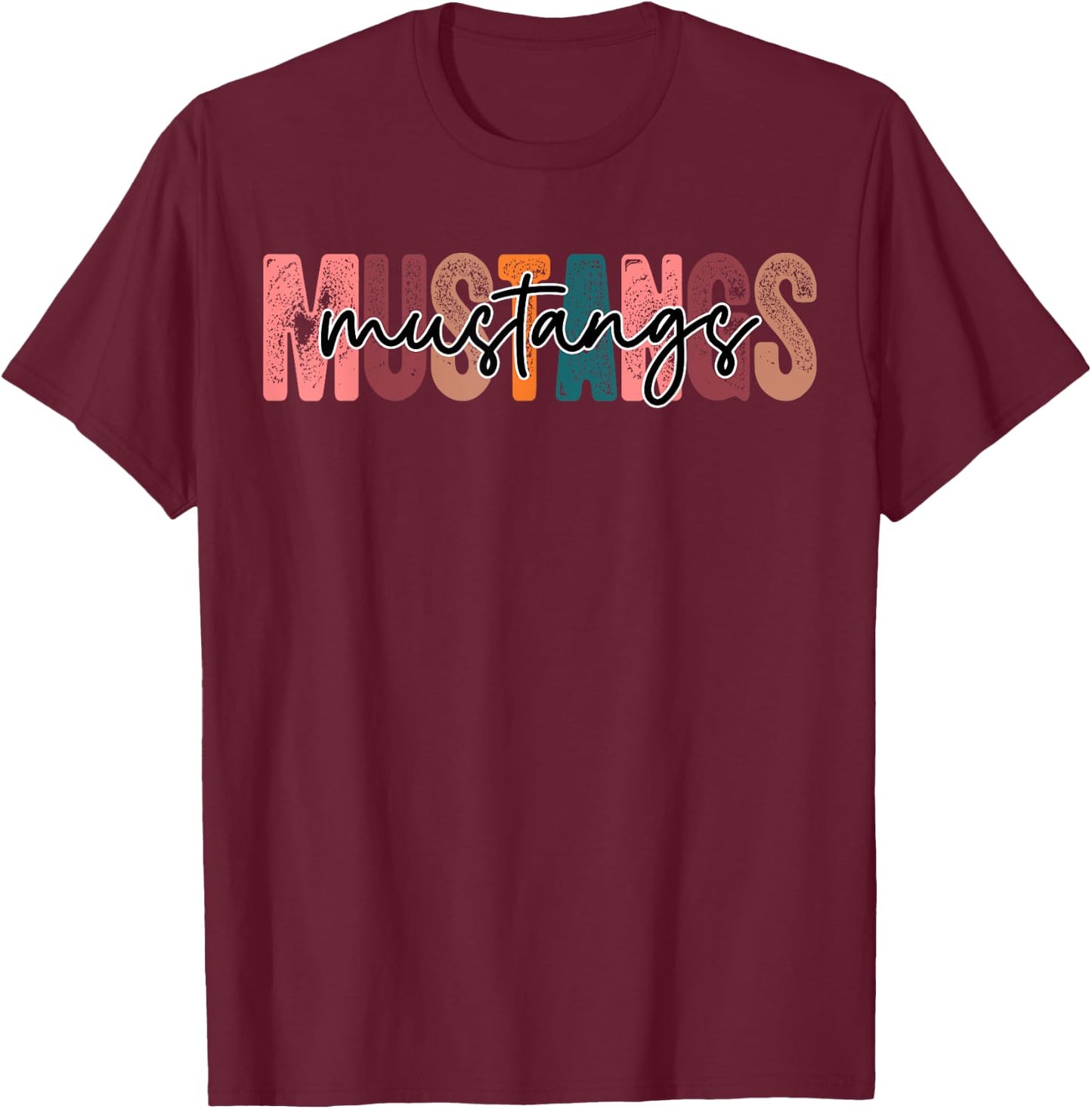 Mustangs School Sports Fan Team Spirit T-Shirt - T-Shirt | Maroon