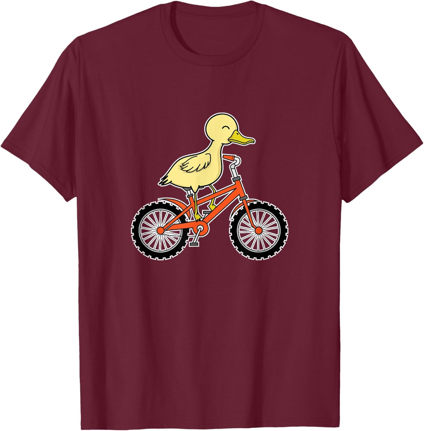 Duck with Bicycle T-Shirt - T-Shirt | Maroon