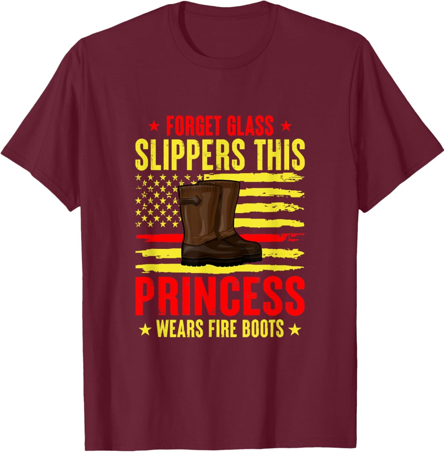 Firefighter Princess Girl Fire Fighter Women Fireman T-Shirt - T-Shirt | Maroon