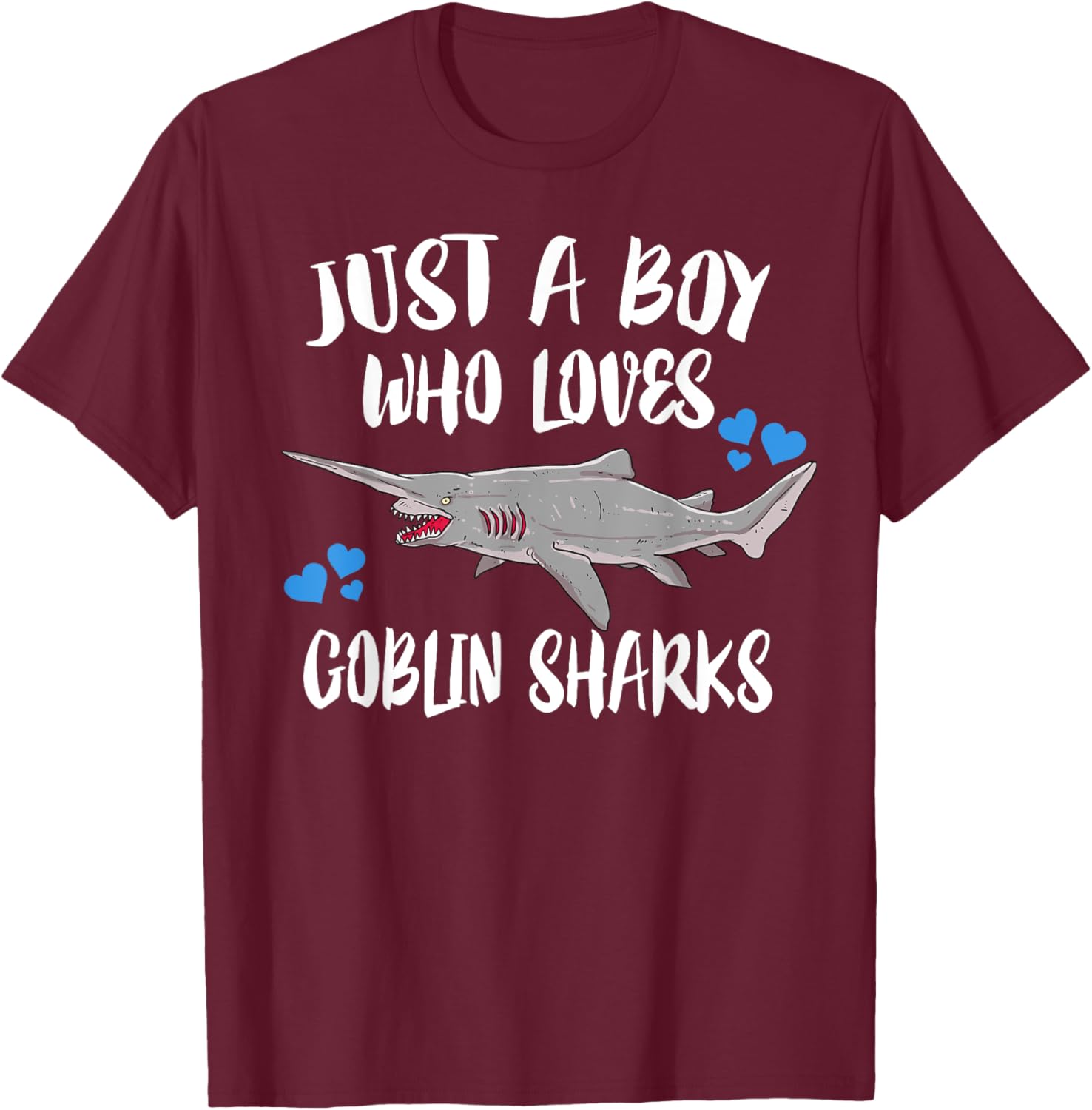 Just A Boy Who Loves Goblin Sharks T-Shirt - T-Shirt | Maroon