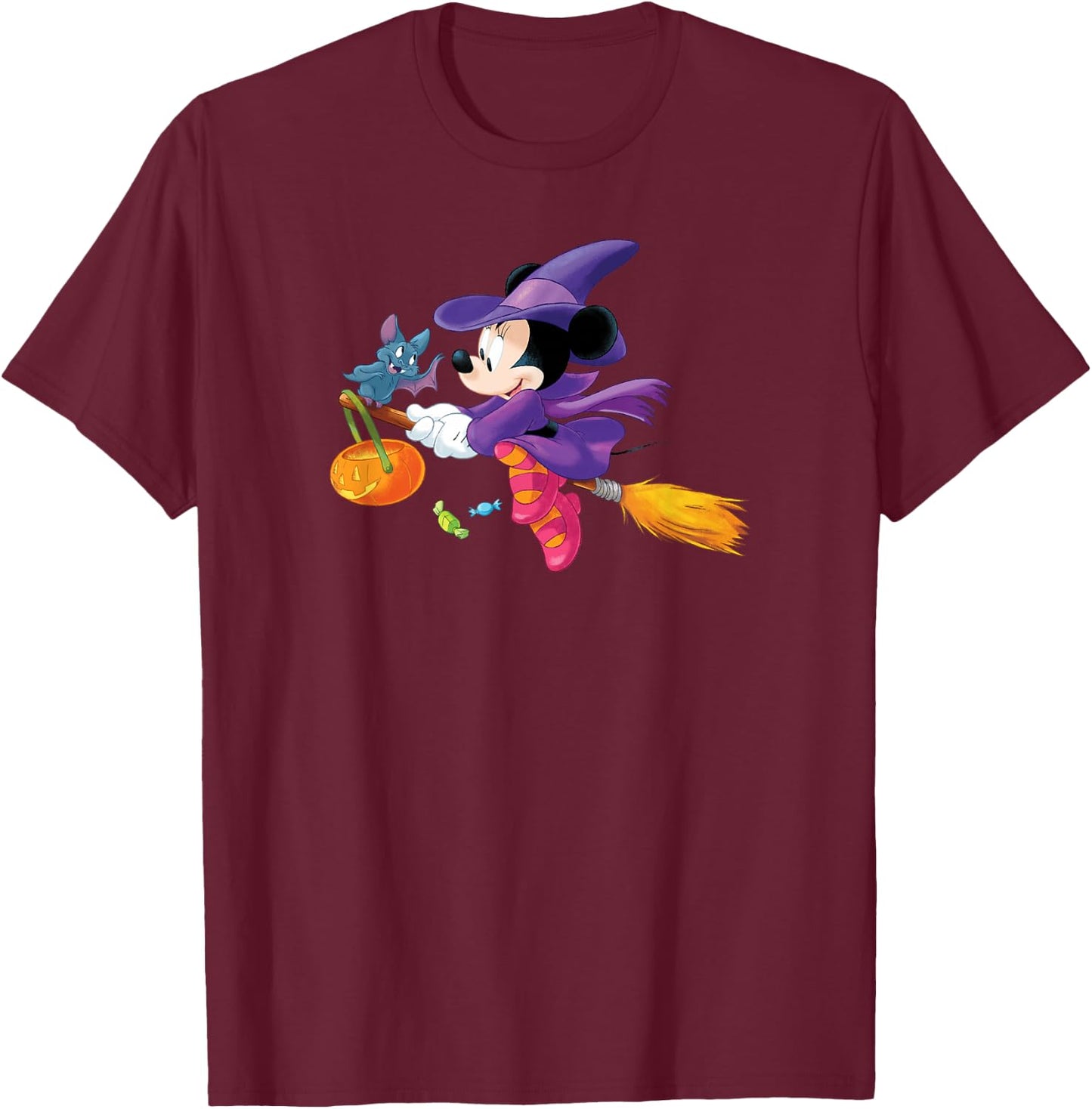 Disney Halloween Minnie Mouse Flying Witch T-Shirt - T-Shirt | Maroon