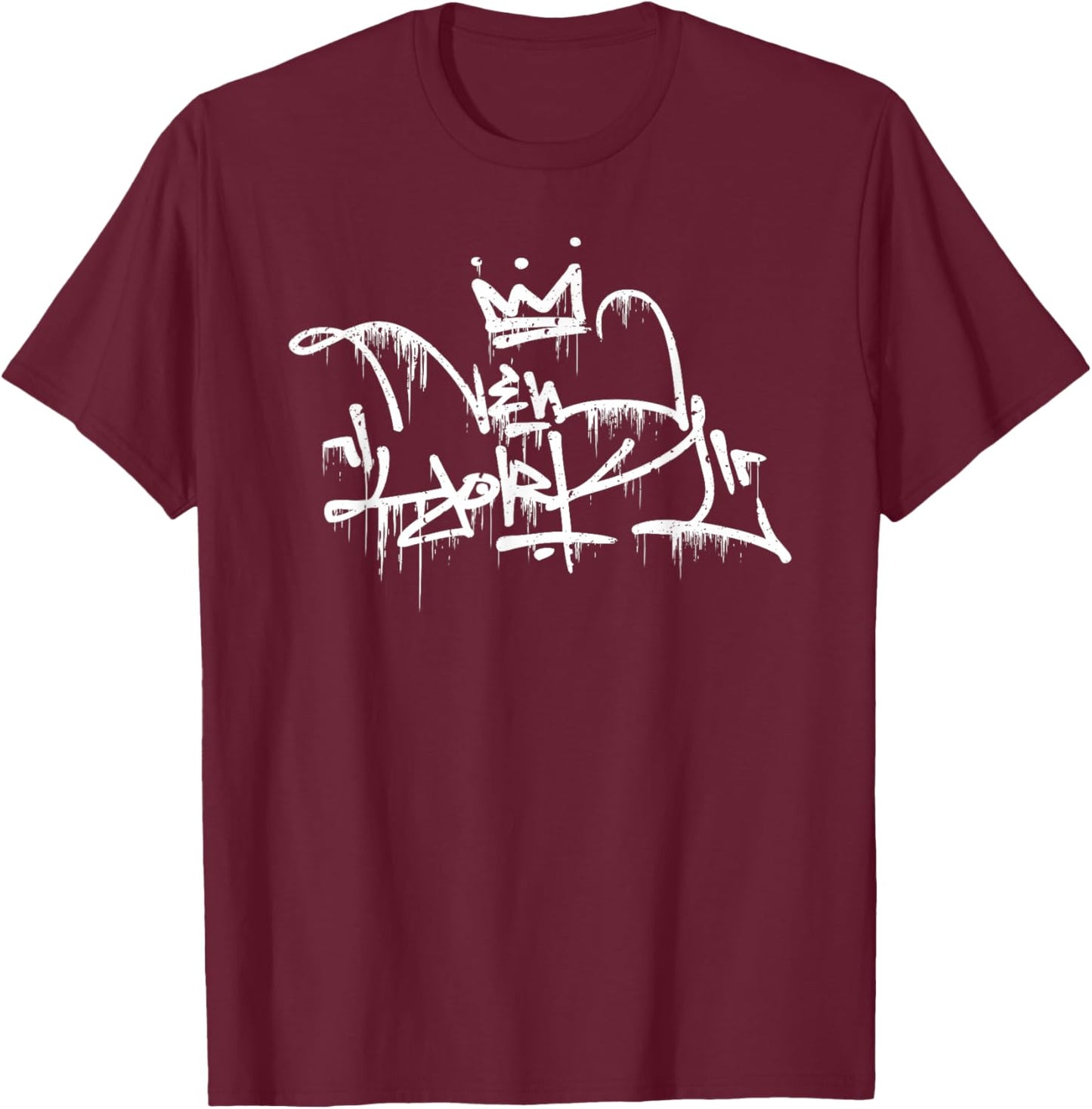 New York Graffiti Drip T-Shirt - T-Shirt | Maroon