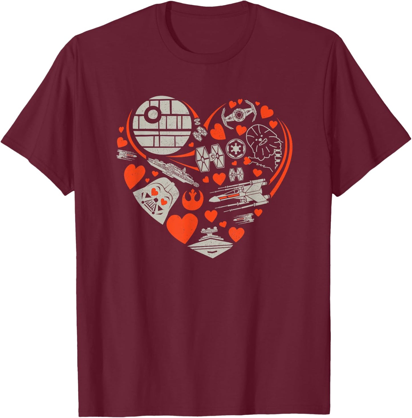 Star Wars Valentine's Day Heart Galaxy T-Shirt - T-Shirt | Maroon