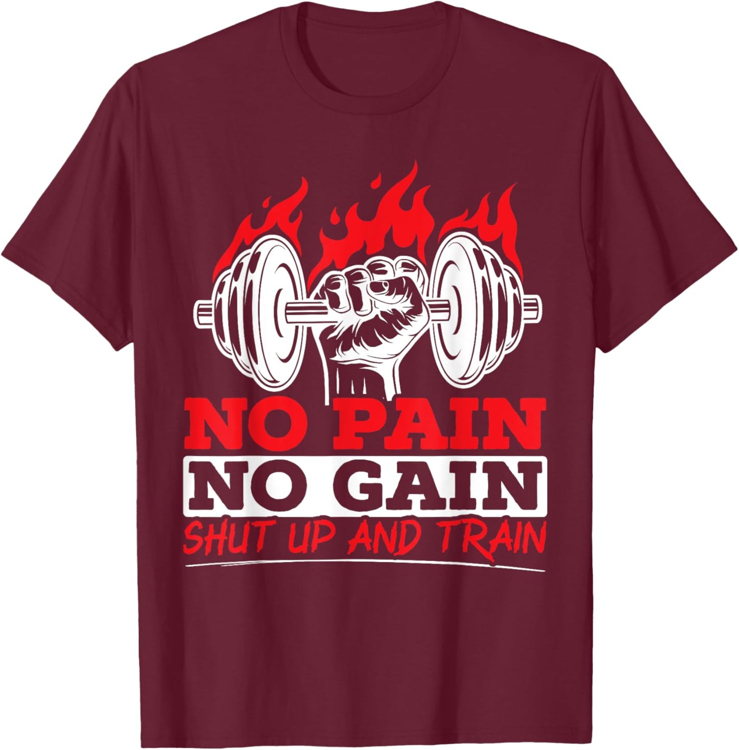 All Pain No Gains Gym Weightlifting Bodybuilding Fitness T-Shirt - T-Shirt | Maroon
