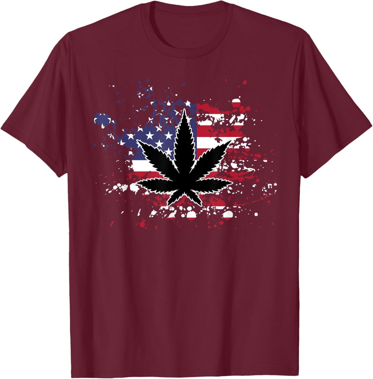 Weed American Flag 4th Of July Marjuana Patriotic Stoner Men T-Shirt - T-Shirt | Maroon