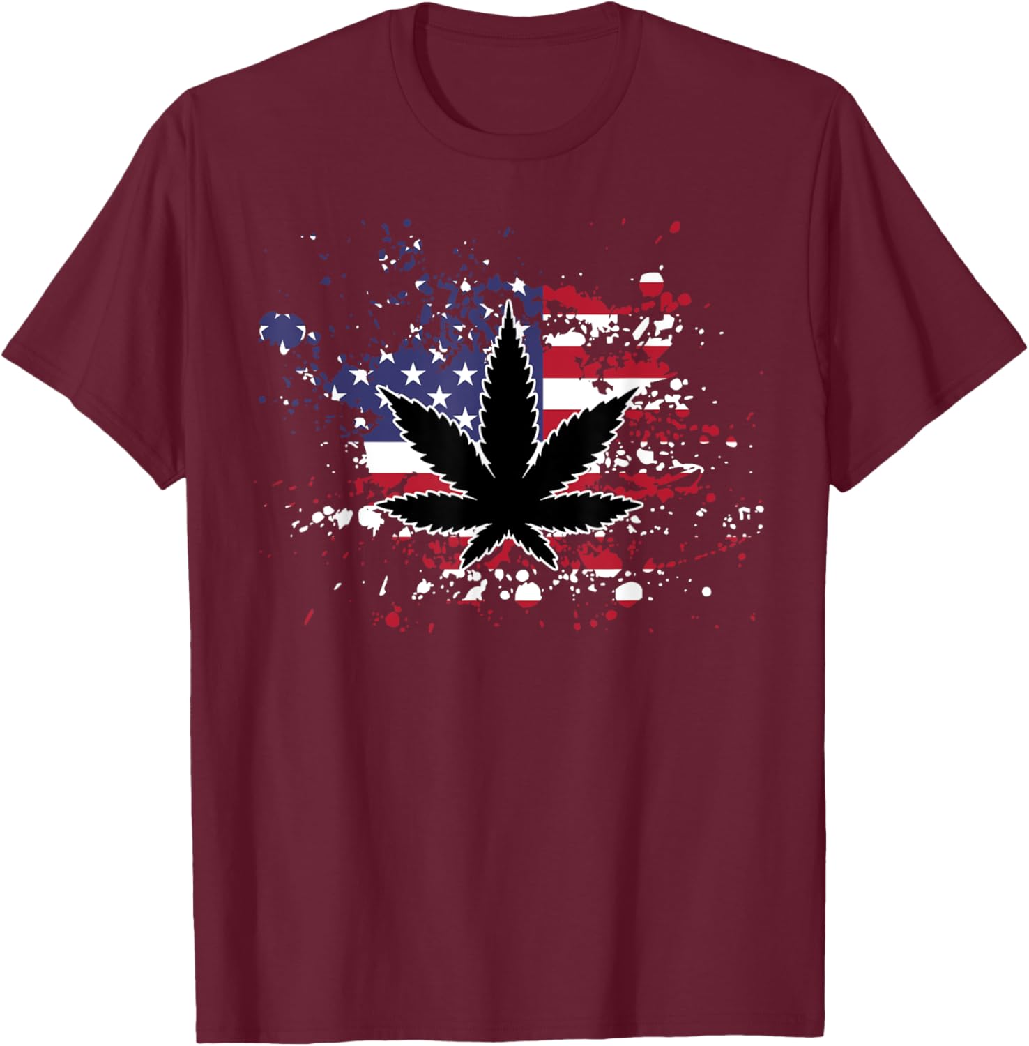 Weed American Flag 4th Of July Marjuana Patriotic Stoner Men T-Shirt - T-Shirt | Maroon