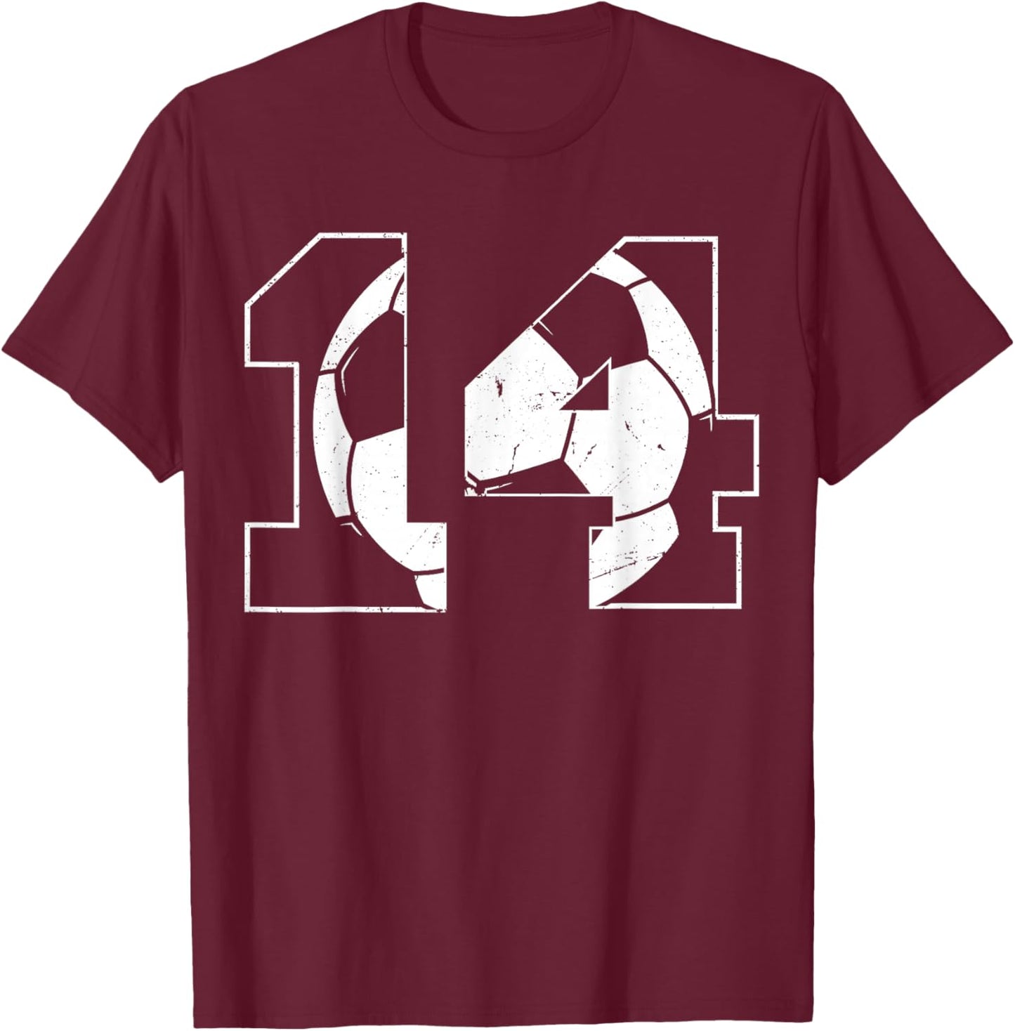 14th Birthday Boy Soccer Player Football 14 Years Old T-Shirt - T-Shirt | Maroon