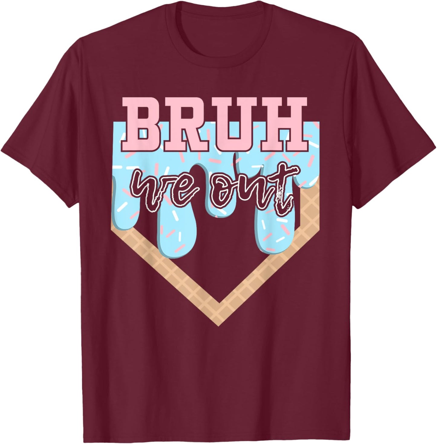 Bruh We Out Baseball Drip Boys Last Day Of School Summer T-Shirt - T-Shirt | Maroon