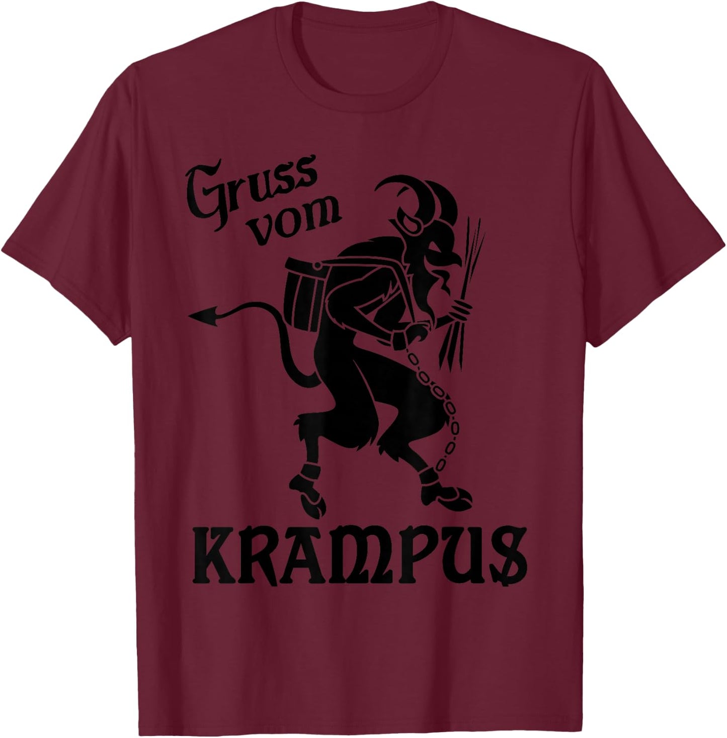 Krampus - Gruss Vom (Greetings from) Krampus, Christmas T-Shirt - T-Shirt | Maroon