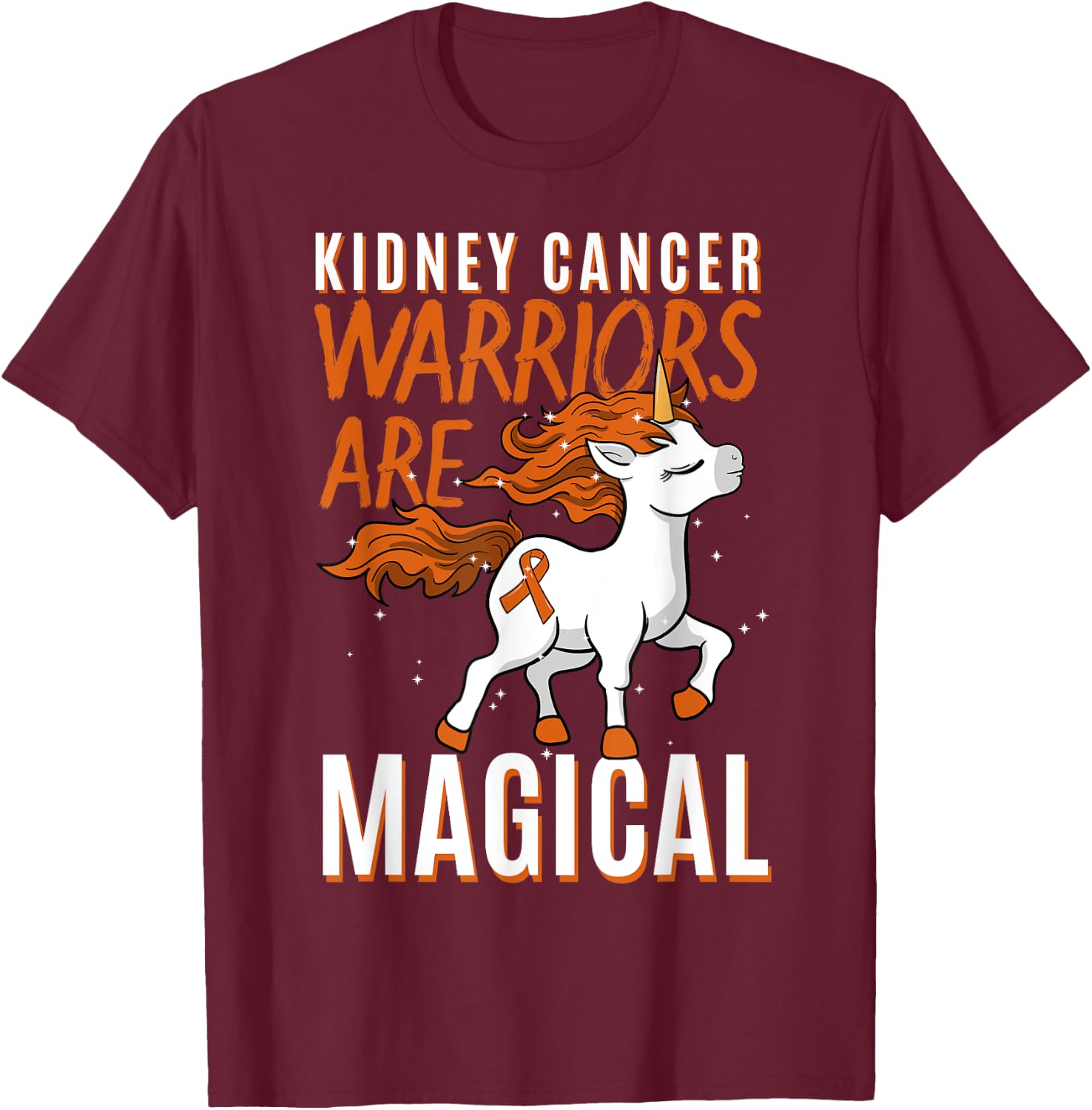 Kidney Cancer Awareness Supporter Warrior Unicorn Lover Gift T-Shirt - T-Shirt | Maroon