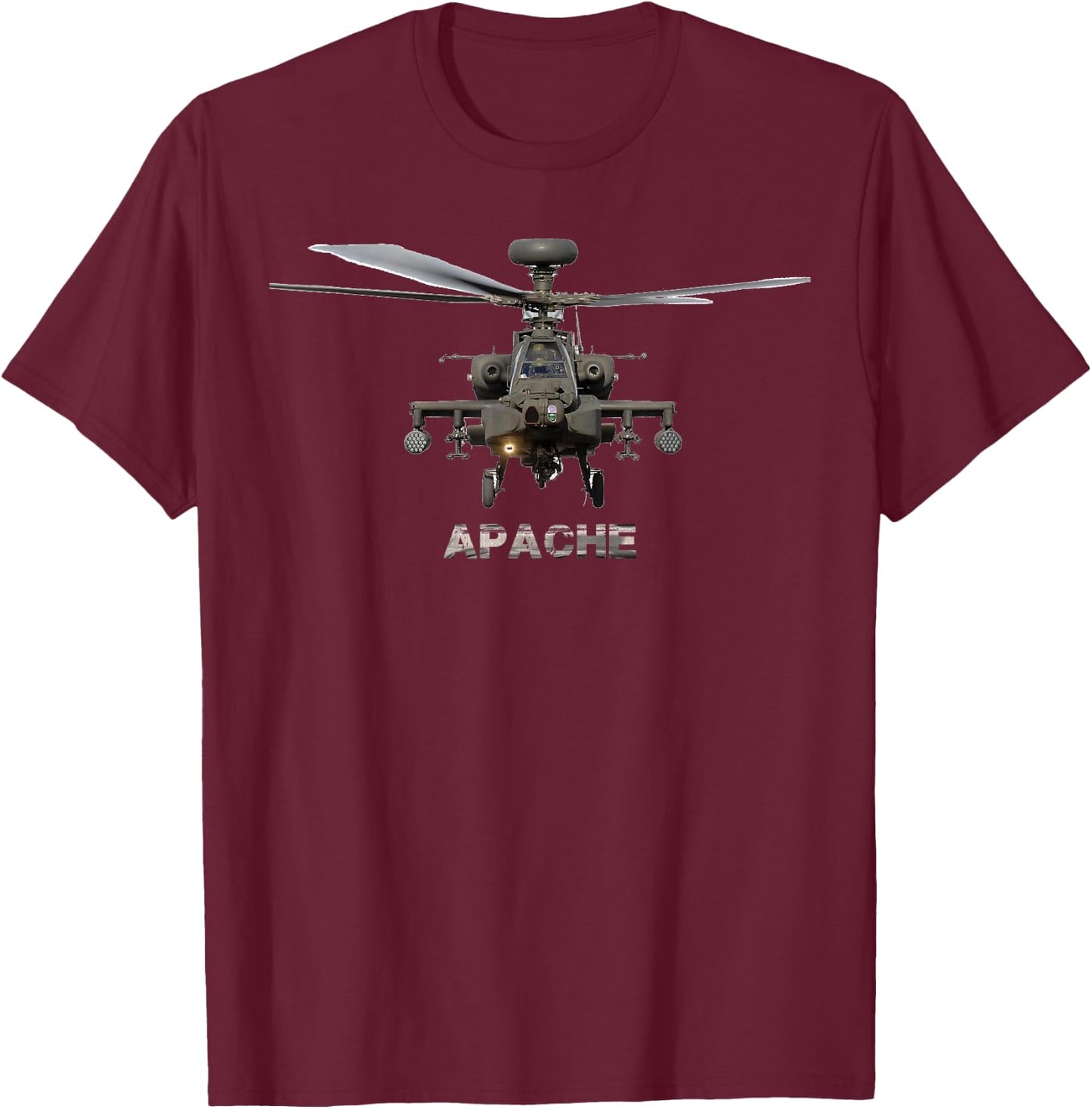 AH-64 Apache Helicopter T-Shirt - T-Shirt | Maroon