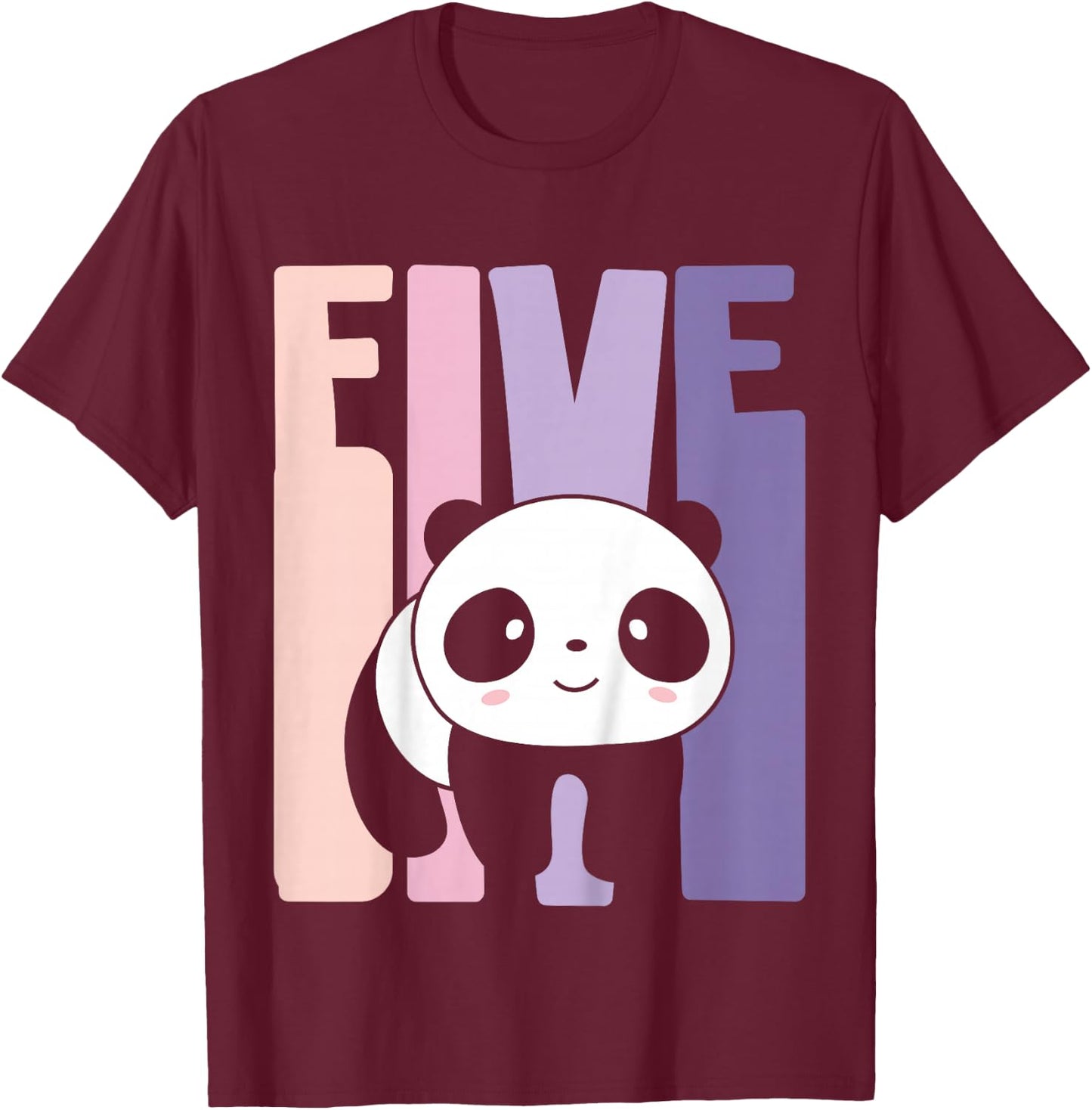 5 Year Old Cute Panda Birthday Girl 5th B-day T-Shirt - T-Shirt | Maroon