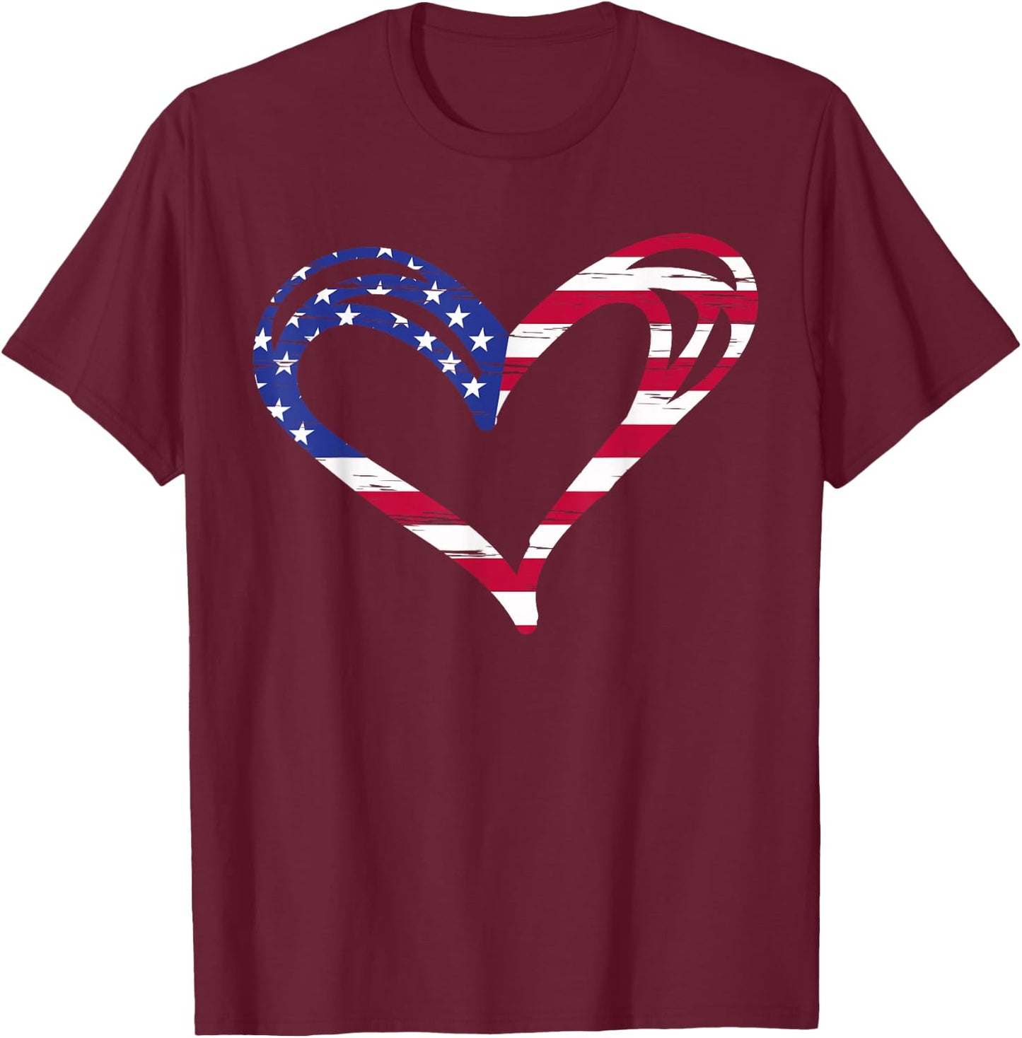 USA Flag Heart American Patriotic Armed Forces Memorial Day Small T-Shirt - T-Shirt | Maroon
