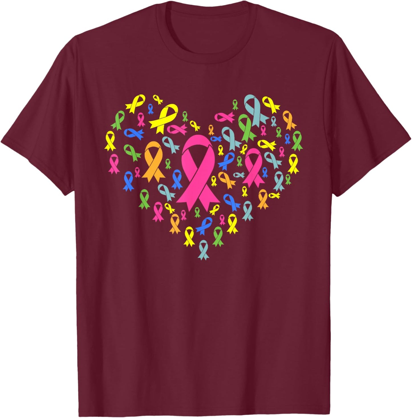 Cancer Sucks in Every Color Cancer Ribbon Colors T-Shirt - T-Shirt | Maroon