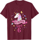 Kids 6th Birthday Girl Unicorn 6 Year Old Birthday Girl T-Shirt - T-Shirt | Maroon