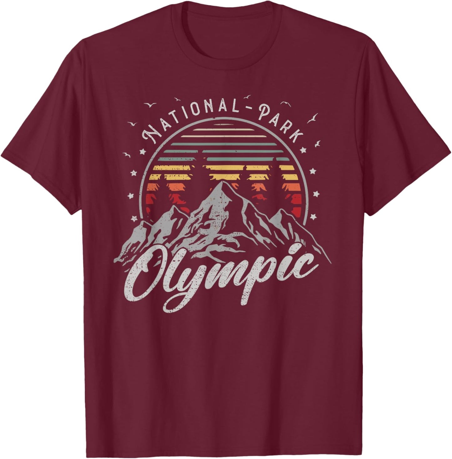 Retro Olympic National Park US Vintage Olympic T-Shirt - T-Shirt | Maroon