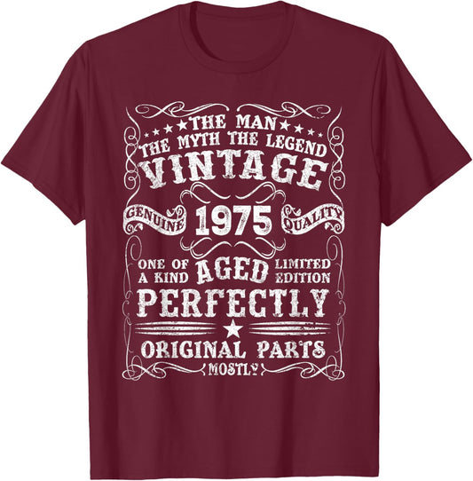 50 Year Old Gift Vintage 1975 Man Myth Legend 50th Birthday T-Shirt - T-Shirt | Maroon