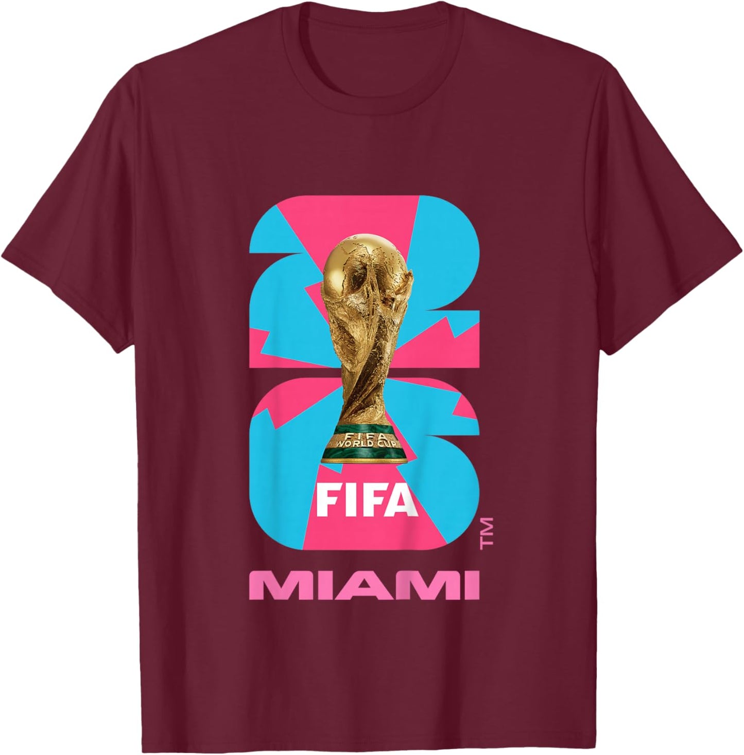 Kids FIFA World CUP26 Miami Trophy Color T-Shirt - T-Shirt | Maroon