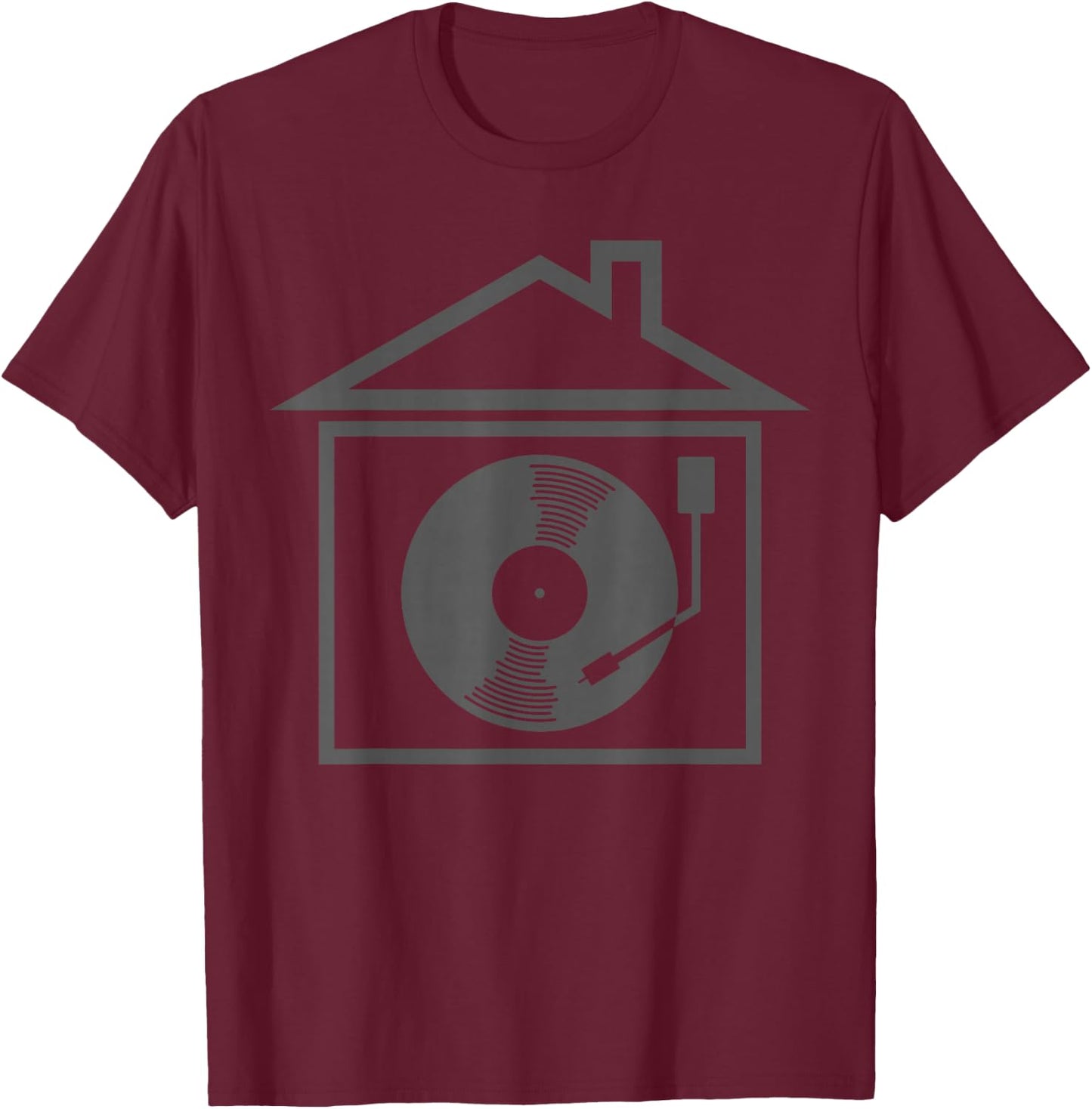 House Music Retro Old School Vinyl Record DJ T-Shirt - T-Shirt | Maroon