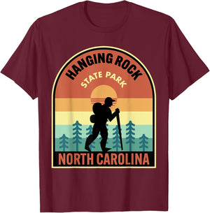Hanging Rock State Park North Carolina Retro Hiking T-Shirt - T-Shirt | Maroon