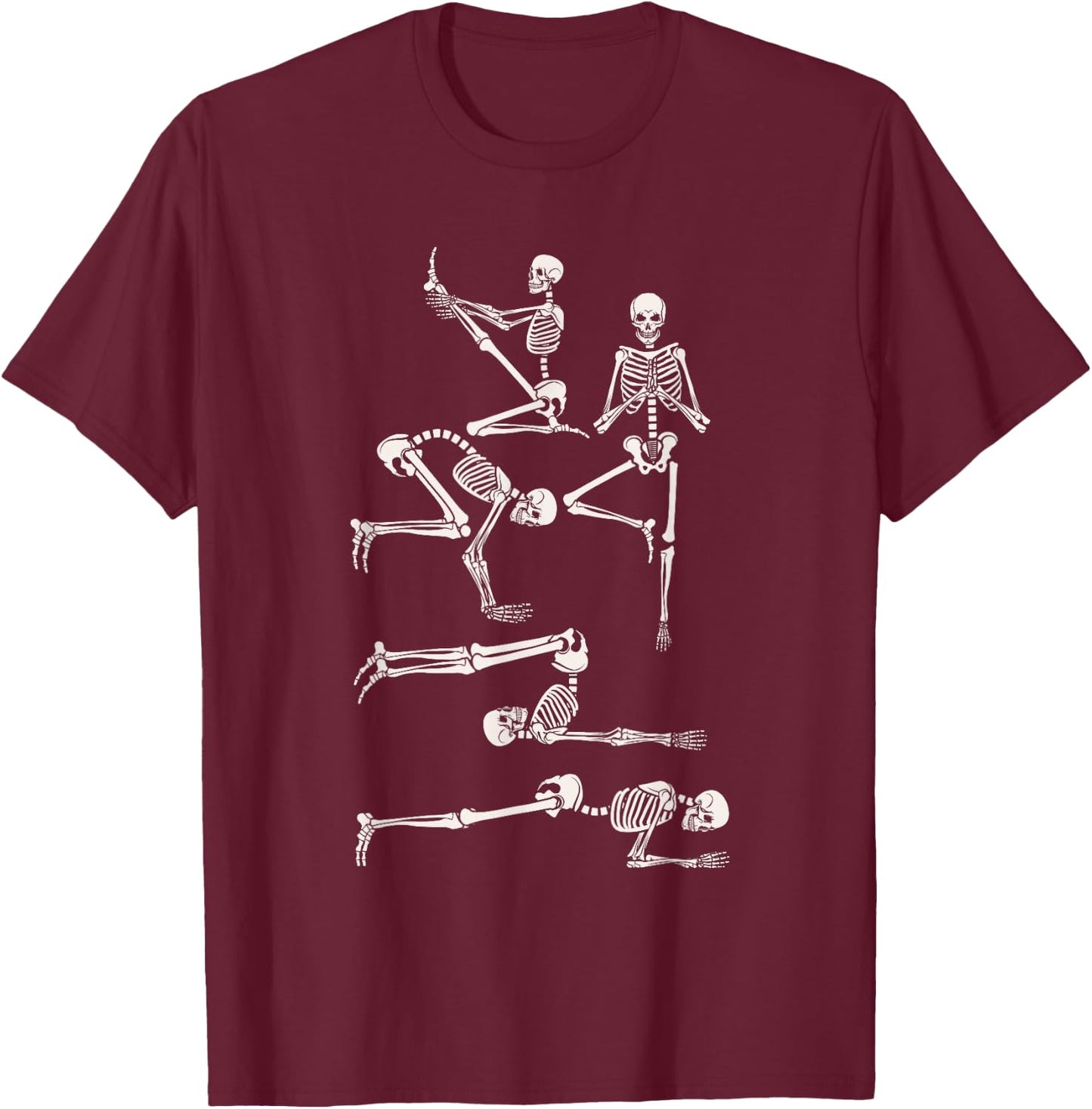 Skeleton Yoga Funny Halloween Costume Namaste Meditation T-Shirt - T-Shirt | Maroon