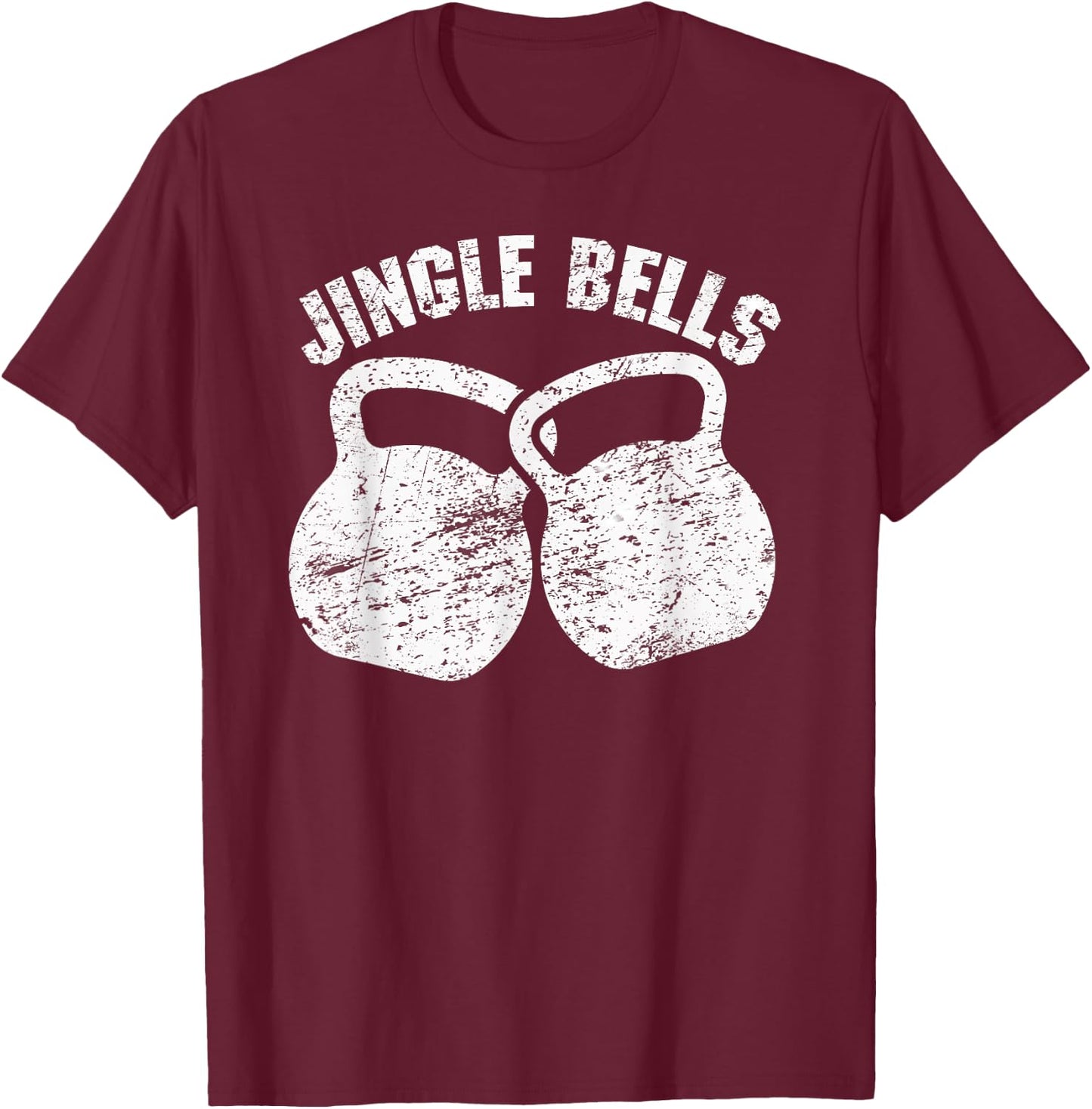 Funny Kettlebell T Shirt Christmas Jingle Bells workout T-Shirt - T-Shirt | Maroon