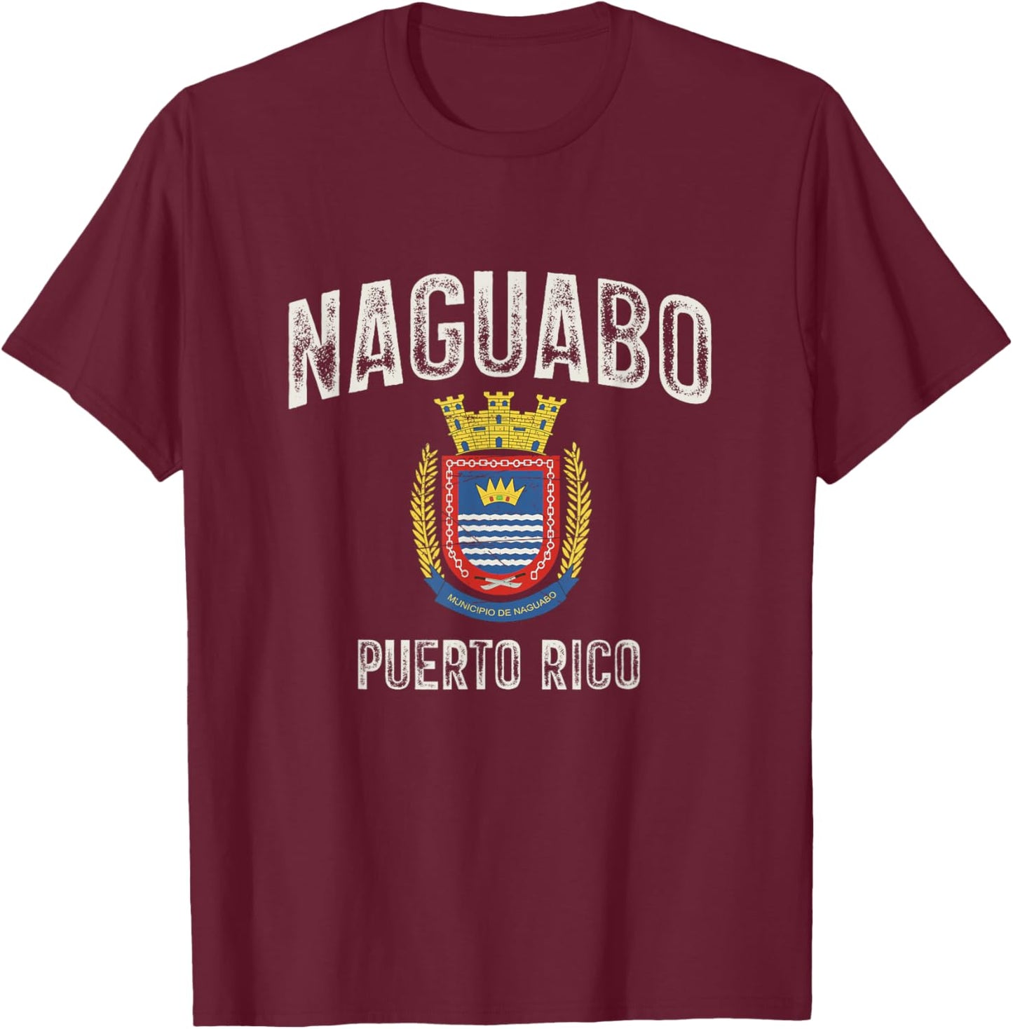 Naguabo City in Puerto Rico, Naguabo Armorial T-Shirt - T-Shirt | Maroon