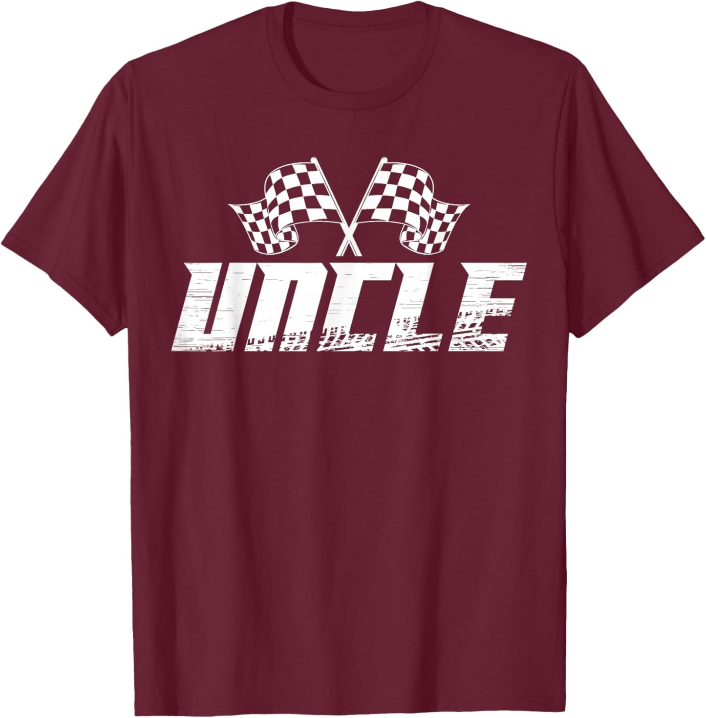 Uncle Pit Crew Family Racing Birthday Race Car T-Shirt - T-Shirt | Maroon