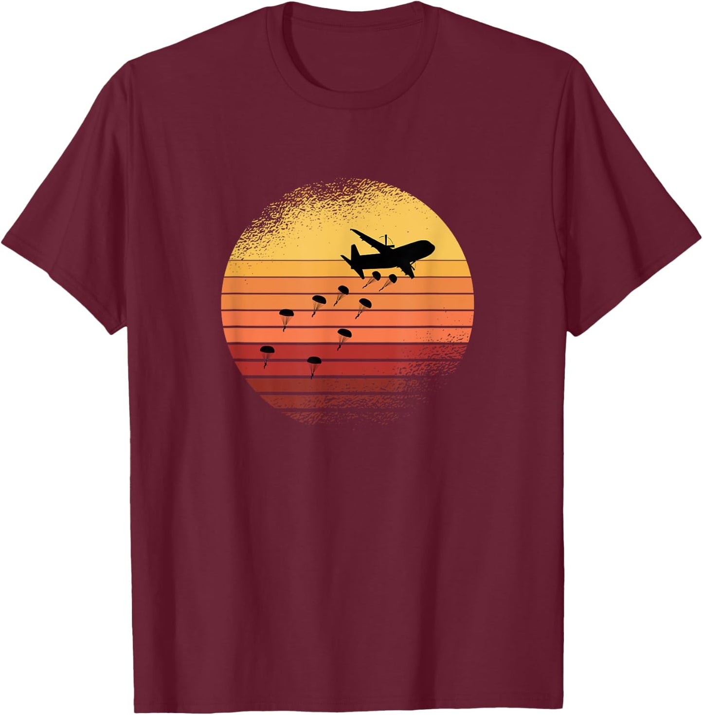 Paratrooper Vintage Army Parachute T-Shirt - T-Shirt | Maroon