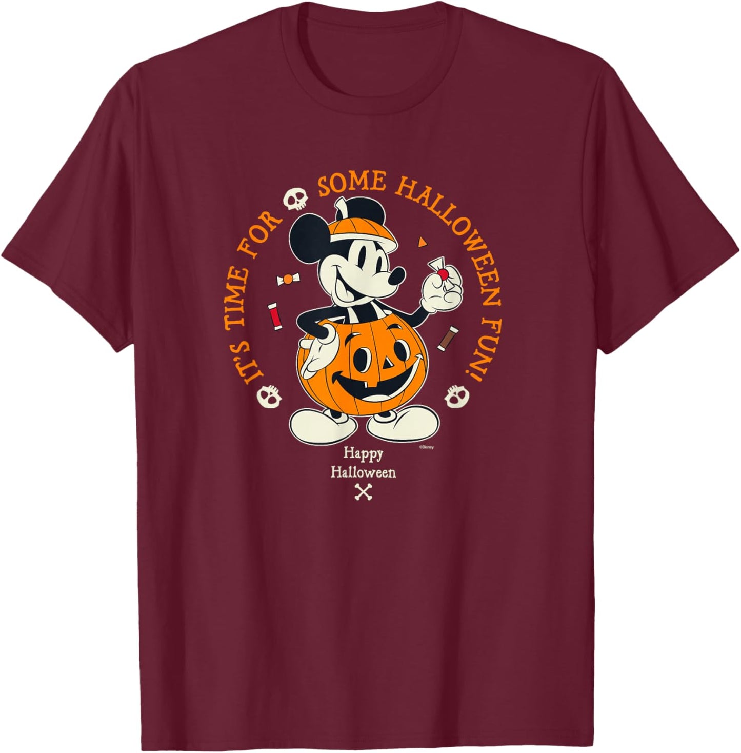 Disney Mickey Mouse Time for Halloween Fun Pumpkin Costume T-Shirt - T-Shirt | Maroon