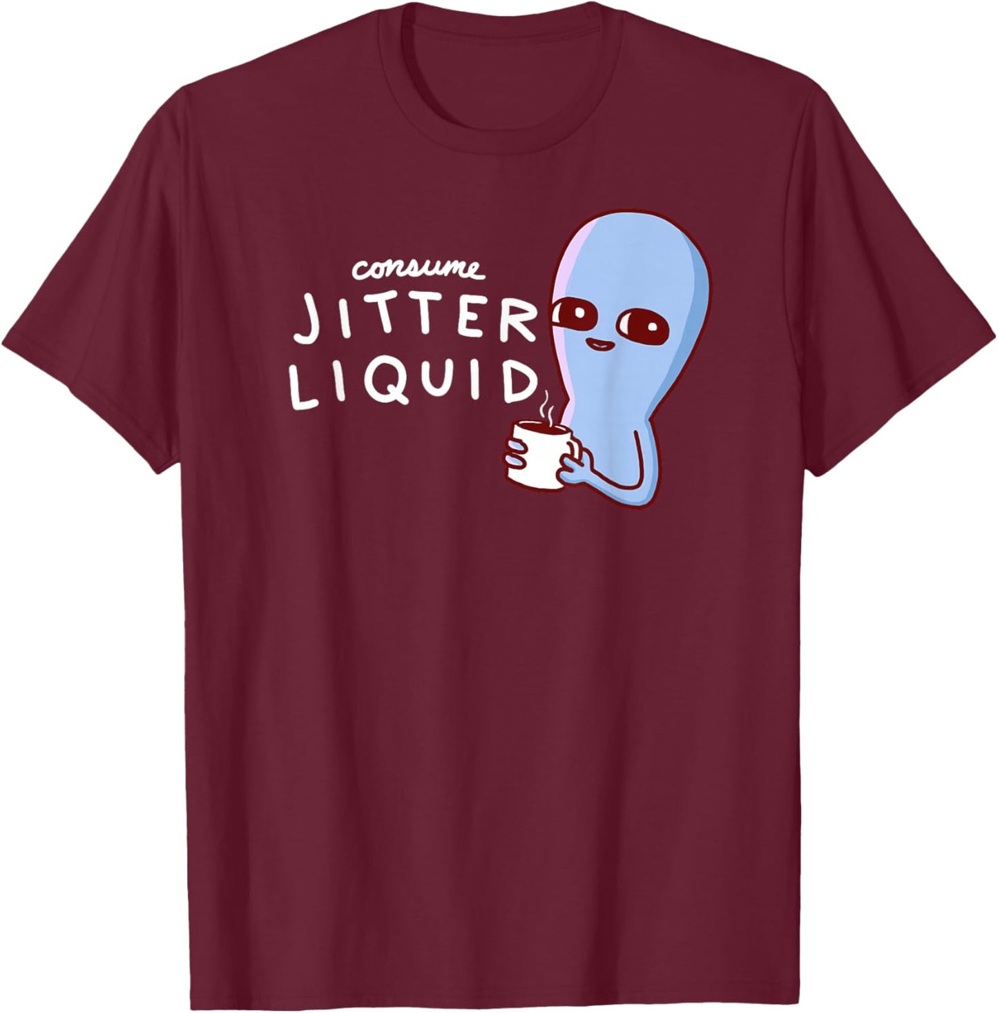 Threadless Nathan W. Pyle Jitter Liquid Graphic T-Shirt - T-Shirt | Maroon