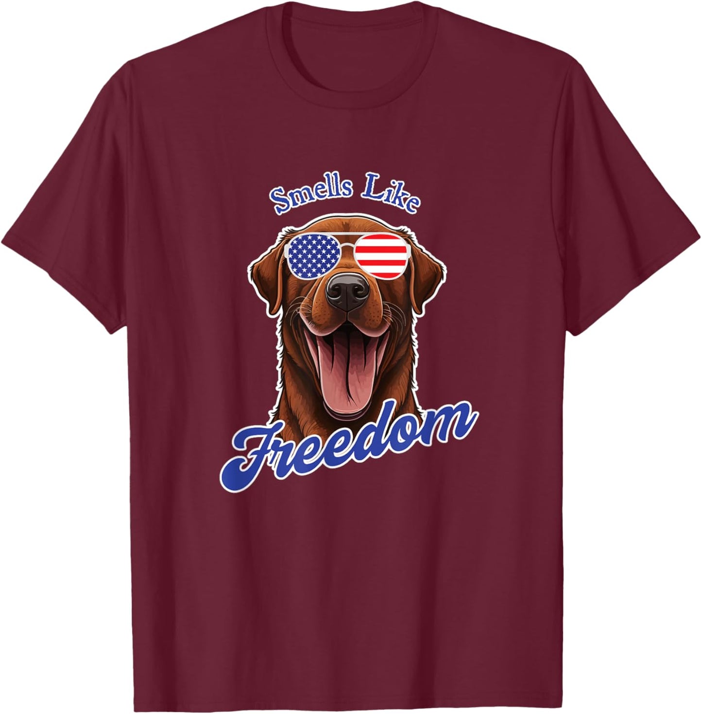 Chocolate Lab American Flag Patriotic 4th of July Vintage Women Men T-Shirt - T-Shirt | Maroon