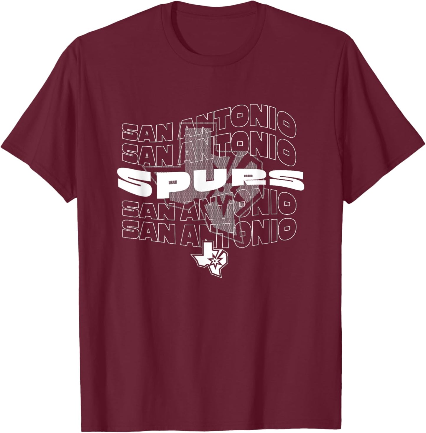 NBA San Antonio Spurs Wave Outline Team Logo T-Shirt - T-Shirt | Maroon