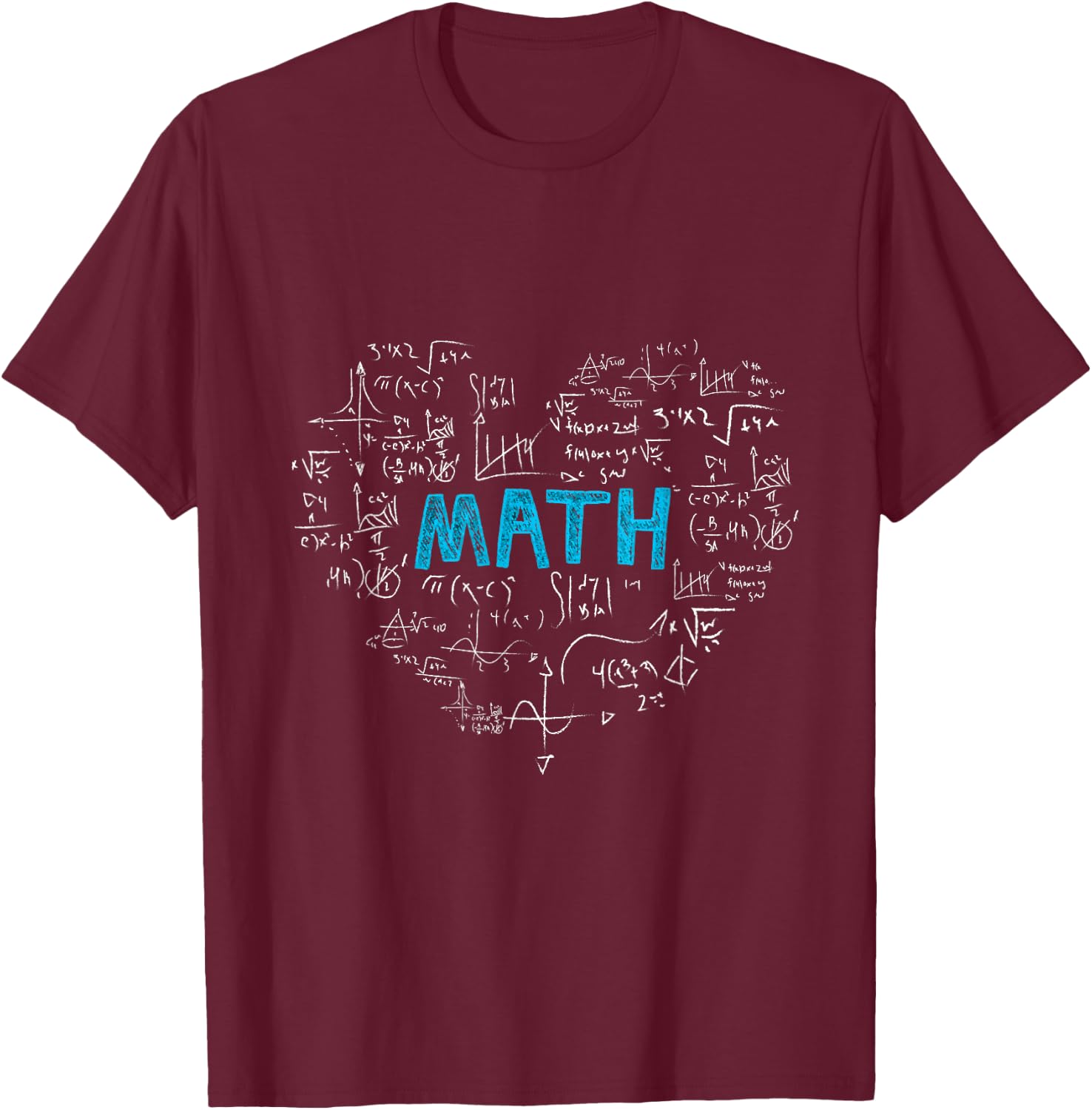 math lover heart Mathematics Geek gift kids boys men teacher T-Shirt - T-Shirt | Maroon