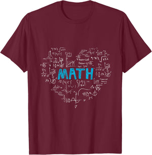 math lover heart Mathematics Geek gift kids boys men teacher T-Shirt - T-Shirt | Maroon