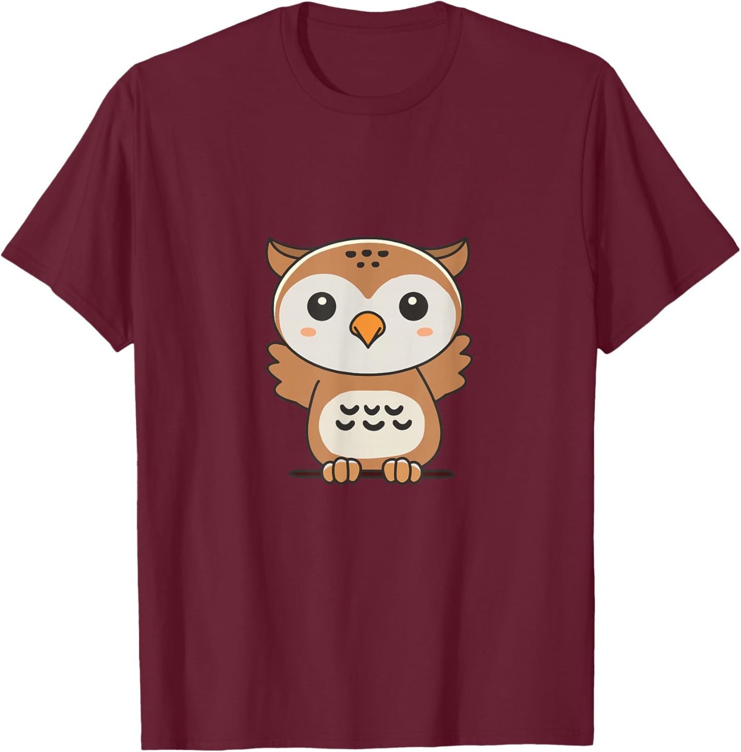 Owl Cute Animals For Kids Manga Owls T-Shirt - T-Shirt | Maroon